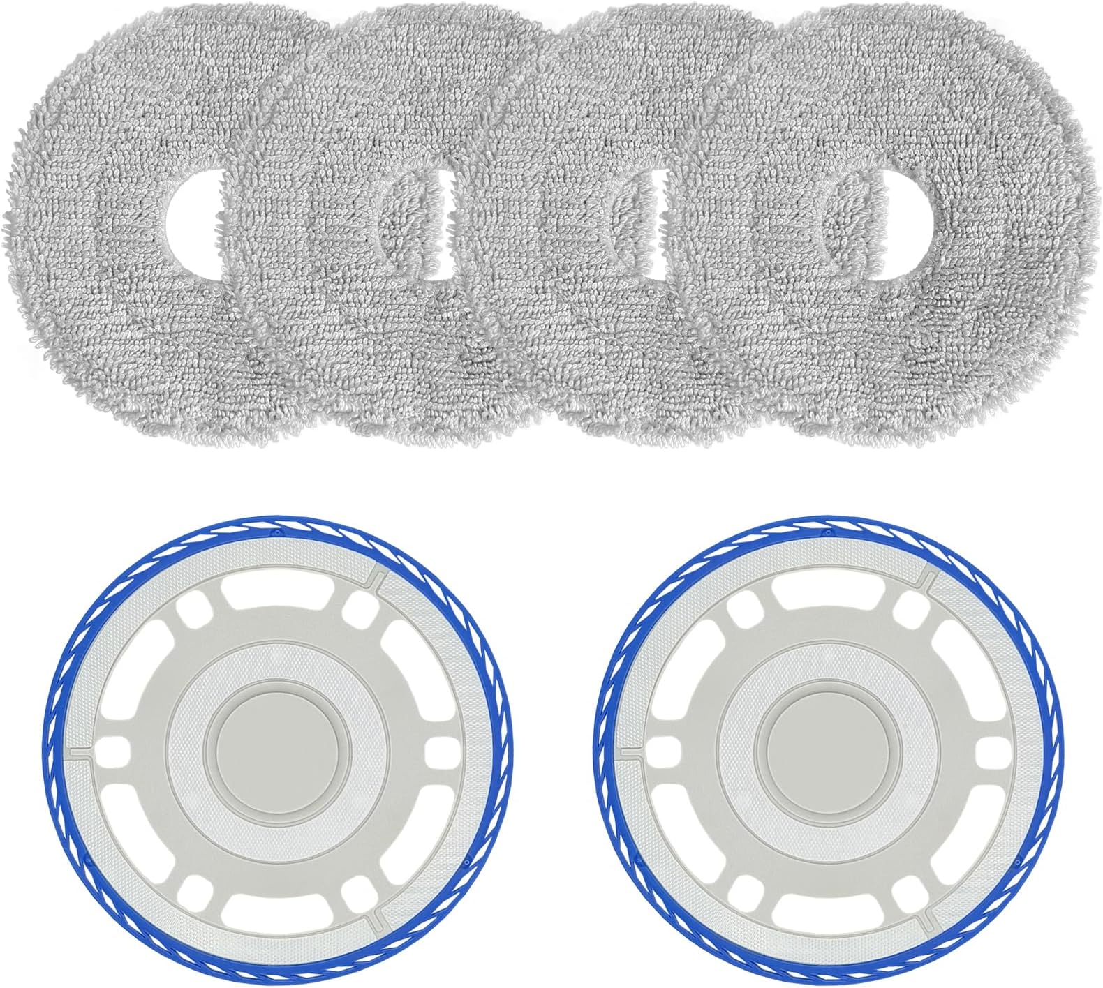 4 Wipes with 2 Replacement Holders Accessories for Ecovacs Deebot T30 Pro Omni/ T30s/ T30s Pro/ N30 Pro/N30 Omni/ N30 Pro Omni/Yeedi M12 Pro+, Robot Vacuum Cleaner Replacement Parts