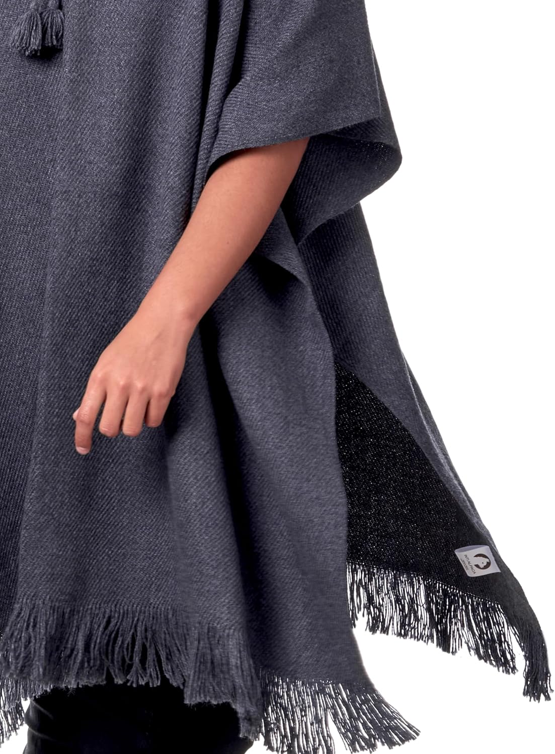 Alpaca Hooded Poncho for Men- Wool Cape with Hood - Winter Long Poncho - Comfortable House Coat-Solid Color - Image 3