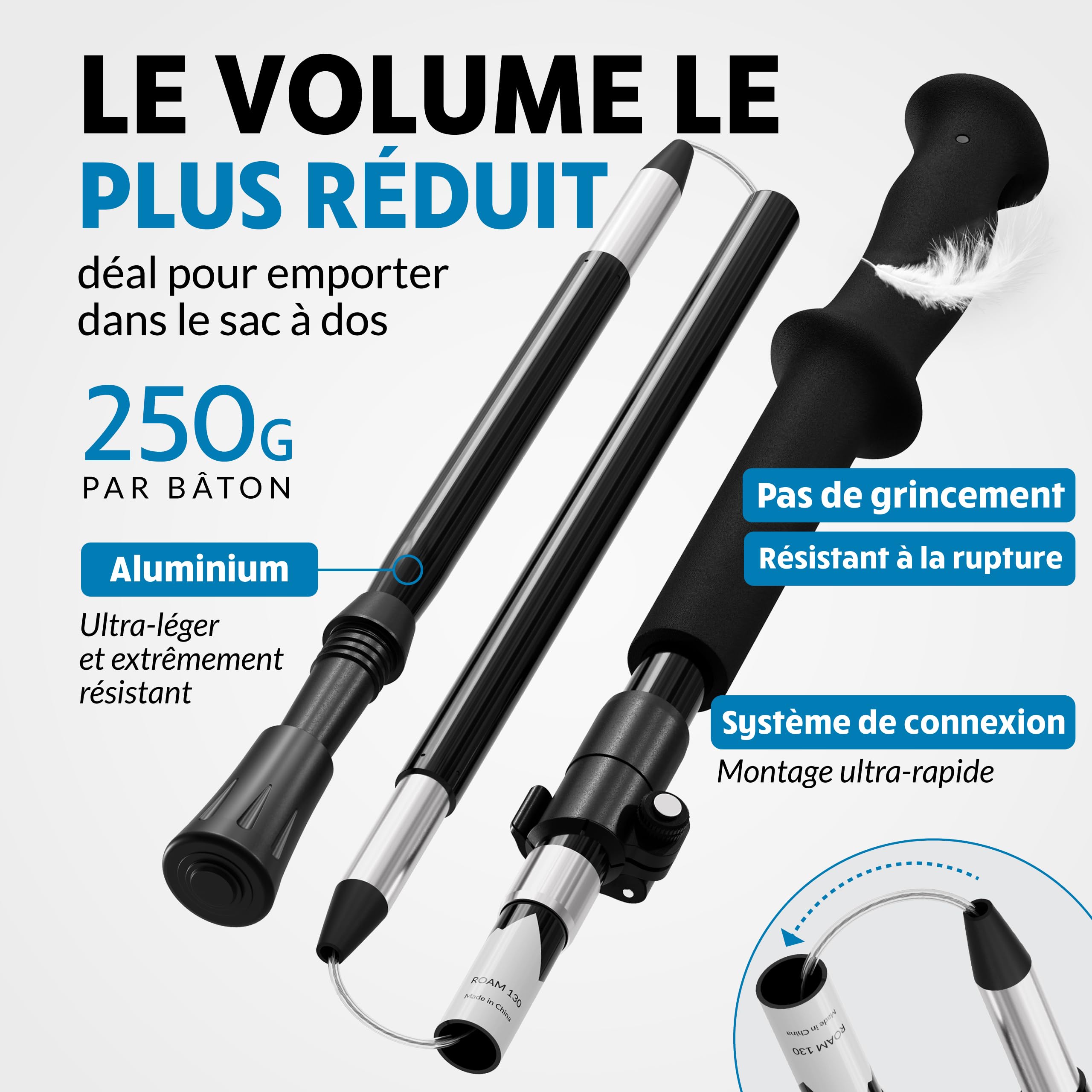 Terra Peak® Bâtons de Marche et Randonnée (Pliables) Aluminium (Extensibles, réglables) - Canne et Randonnee télescopiques pour Trekking, Nordique Walking, Trail Running, Montagne Femme et Homme