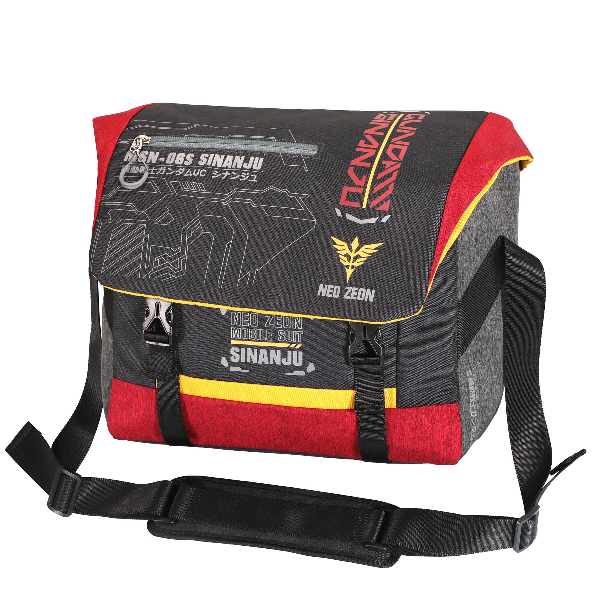 FX Creations GundamUC SINANJU MSN-06S borsa tracolla uomo, borsa messenger | grande capacità, nylon migliorato, scomparti multipli, antigoccia, multiuso, quotidiano/viaggi/lavoro/affari