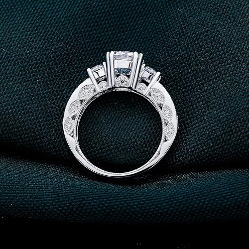 Miniatura 3 de TIKJE Anillos de boda de plata de ley 925 para mujer, anillo de compromiso de novia, anillo de promesa, anillo de eternidad, talla 5-12, Plata