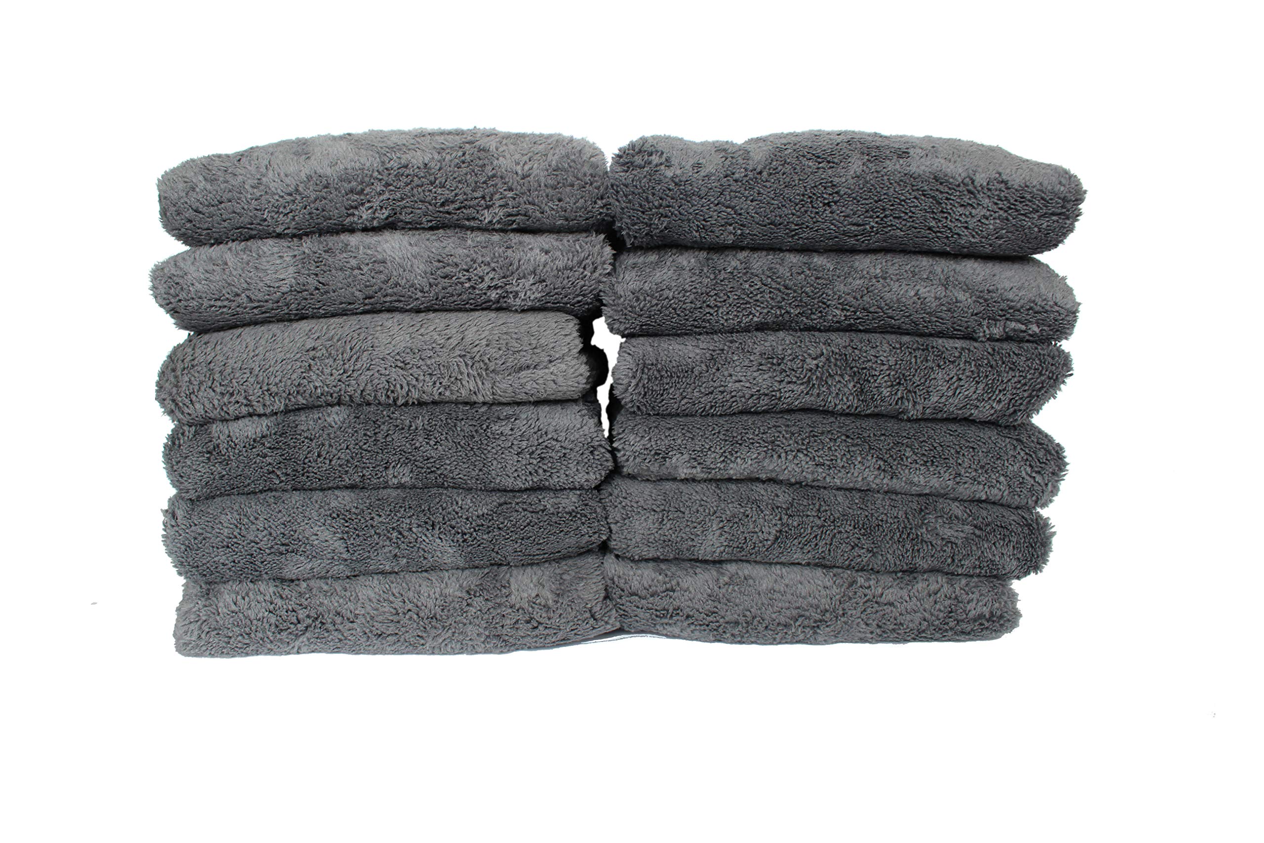 Maxshine500GSM Ultimate Zero Crazy Edgeless Microfiber Towel for Car Detailing, Grey (40X60cm, Pack of 12pcs)