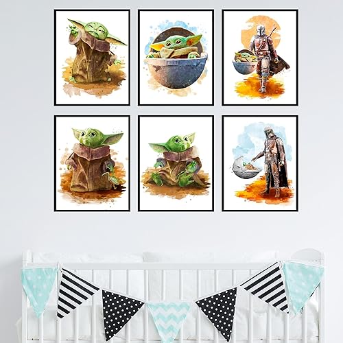 Miniatura 7 de BigWigPrints Póster de Baby Yoda – Baby Yoda & Star Wars decoración de pared, decoración de habitación para niños y guardería, paquete de 6 (8 x 10