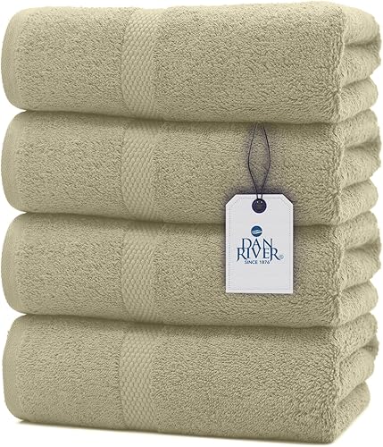 DAN RIVER Juego de 4 toallas de baño de algodón 100% lujoso, paquete de 4 unidades, máxima comodidad y absorción para baño, hogar y spa (27 x 54 disponible en Yaxa Peru