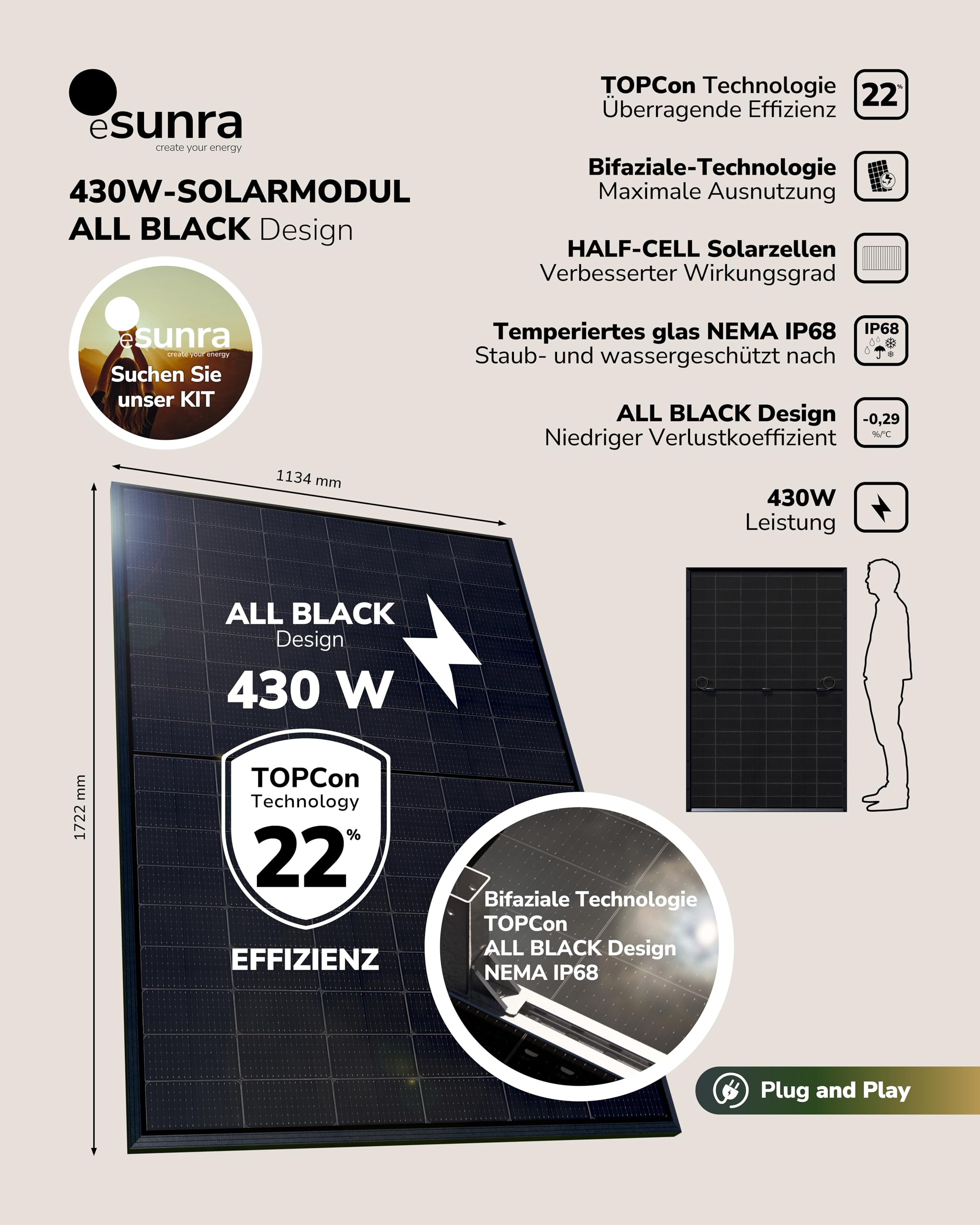 Microinverter NEP BDM800VA - Plug and play - Efficienza MPPT > 99,5% - Cavo di alimentazione da 5 m - App per monitorare la generazione in tempo reale
