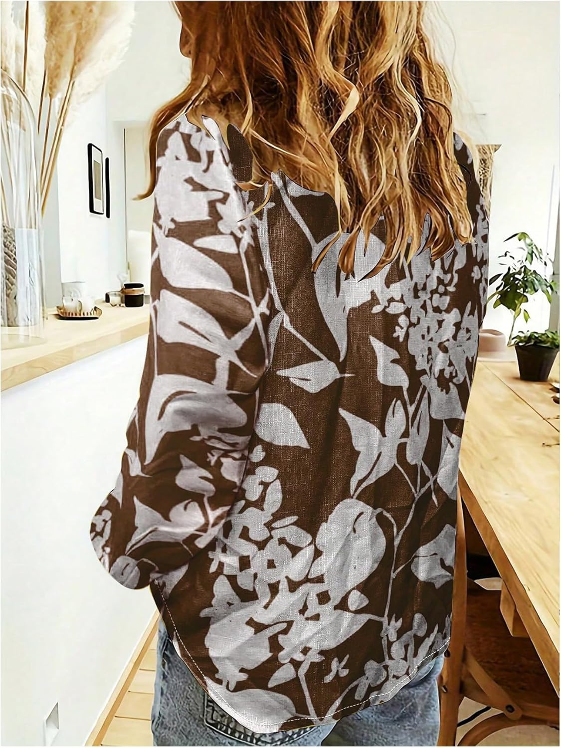 SHENHE Women's Button Down Long Sleeve Shirt Printed Dressy Business Casual Work Blouse Top - Image 2