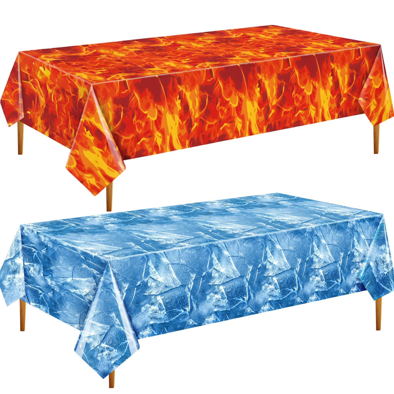 Nappe jetable plastique flammes bleues rouges 137x274 cm FuWeave