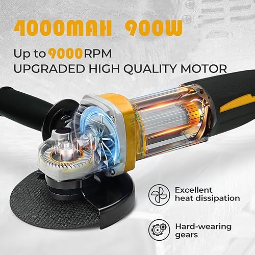 Miniatura 4 de Amoladora angular sin escobillas inalámbrica, amoladora angular de 38 pulgadas, herramientas eléctricas para cortar, moler, pulido, velocidad