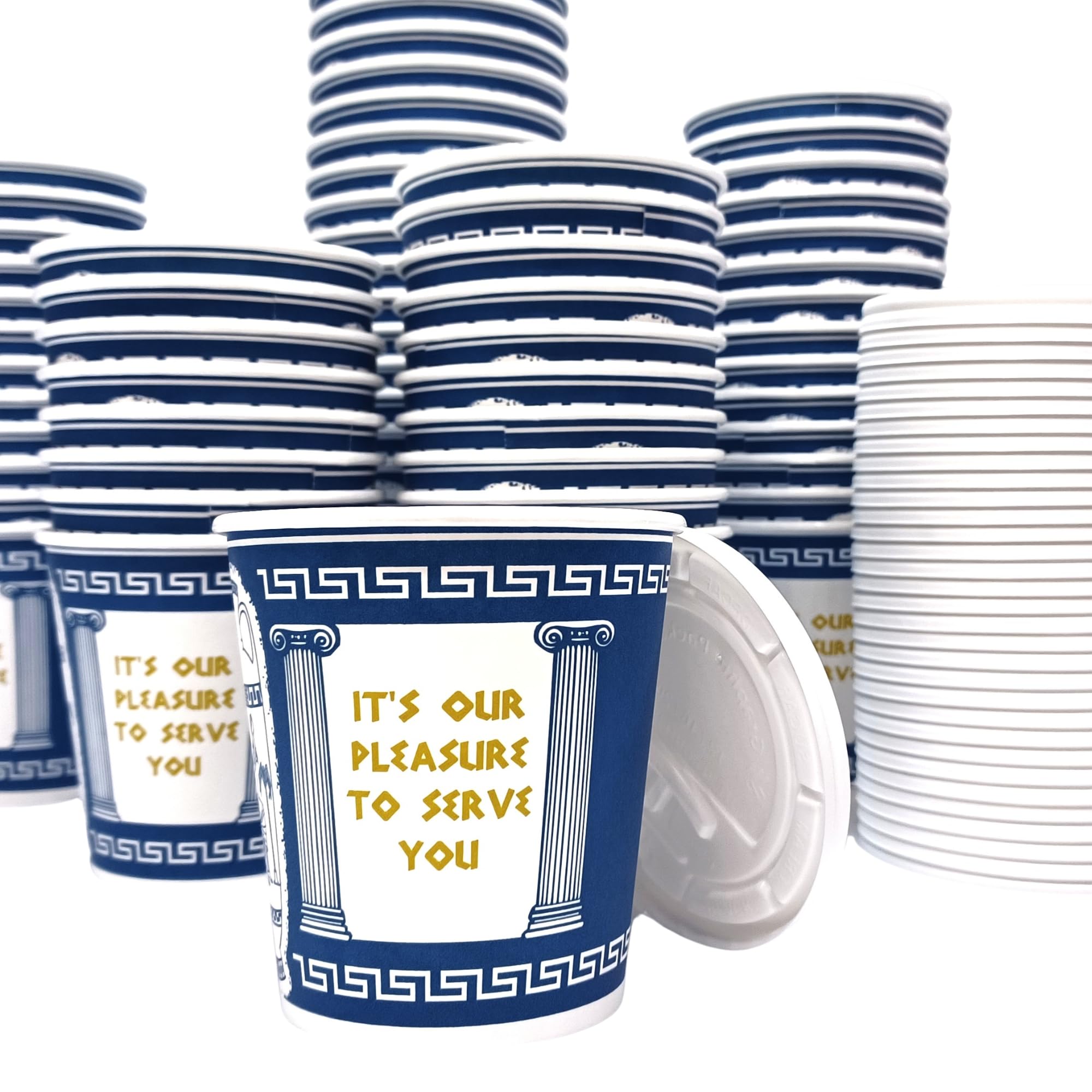 [50 Pack] 10 oz NEW YORK Paper Coffee Cups, Disposable Paper Coffee Cup with Lids, Hot/Cold Beverage