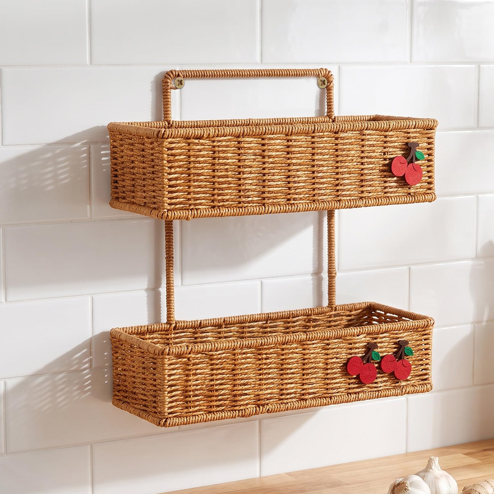 TOYANDONA Cesta Colgante, Hierro y PP de Dos Niveles de Pared para Baño