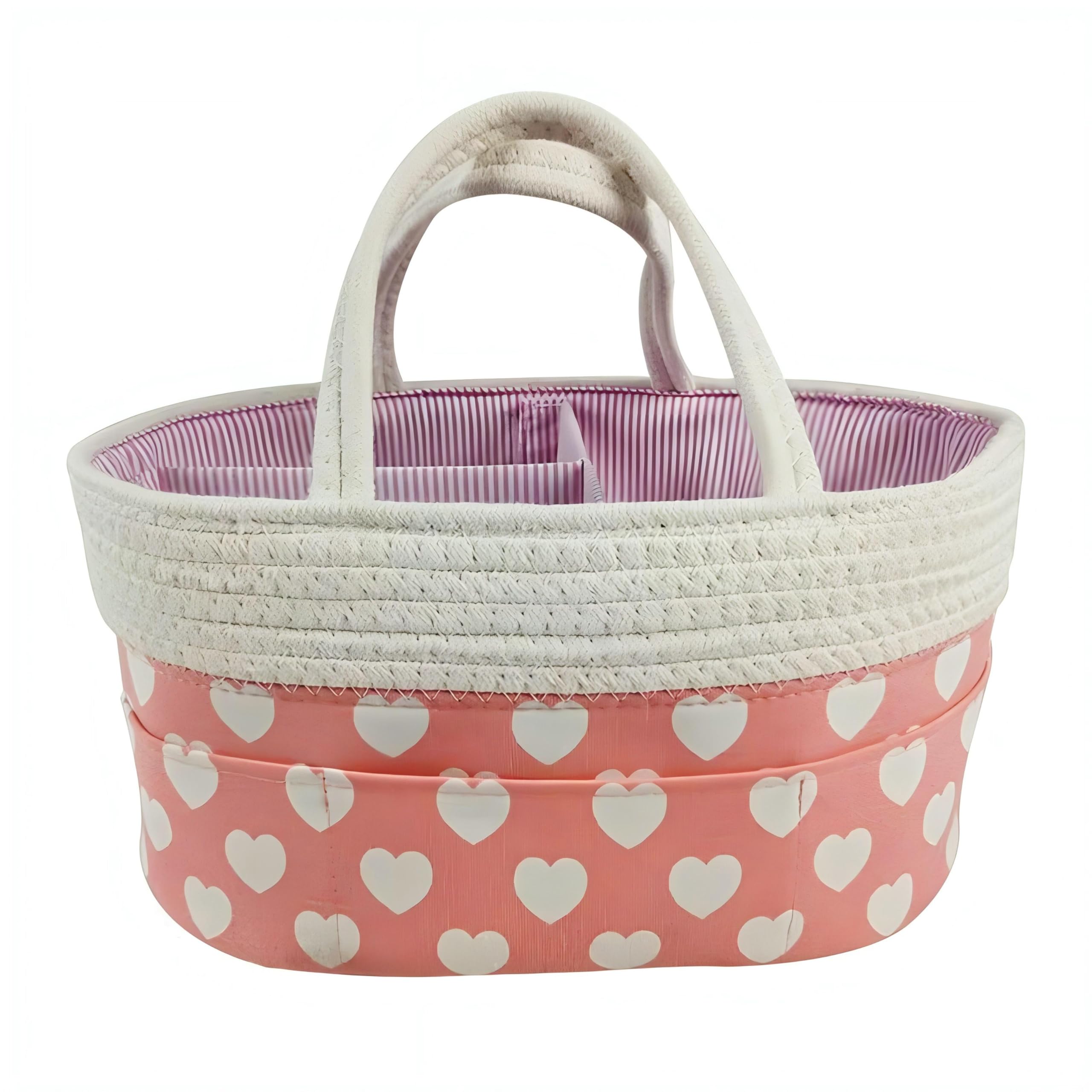 Pink Diaper Caddy Organizer for Baby Girl-Large Portable Diaper Caddy Basket for Changing Table-Diaper Organizer Caddy-Car Travel Tote Bag-Newborn Registry Baby Shower Basket for Diapers & Wipes