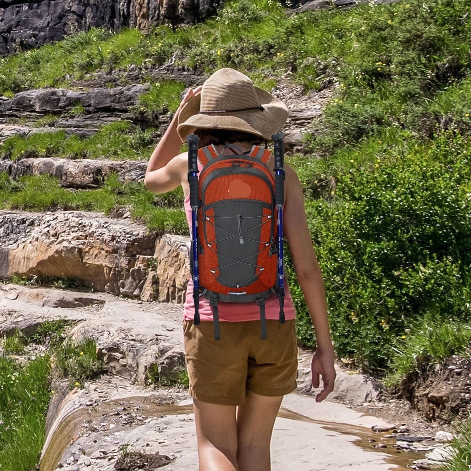 Plecak Turystyczny Plecak Trekkingowy 35L Plecak Turystyczny Outdoor Day Pack Lekki Plecak Kempingowy Dla Mężczyzn I Kobiet Torba Alpinistyczna(Oranje)