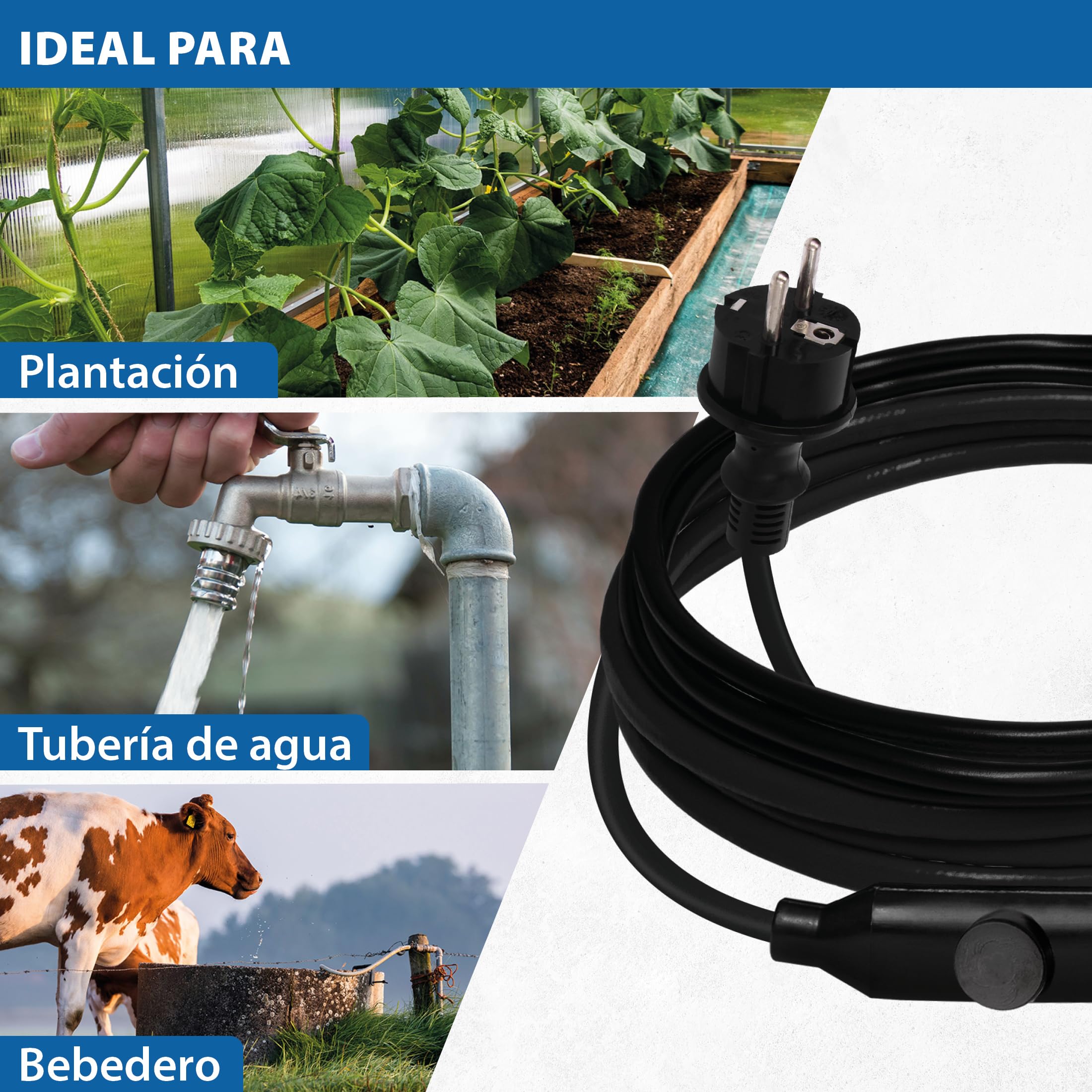 Cable de calefacción de protección contra heladas, autorregulación, variaciones