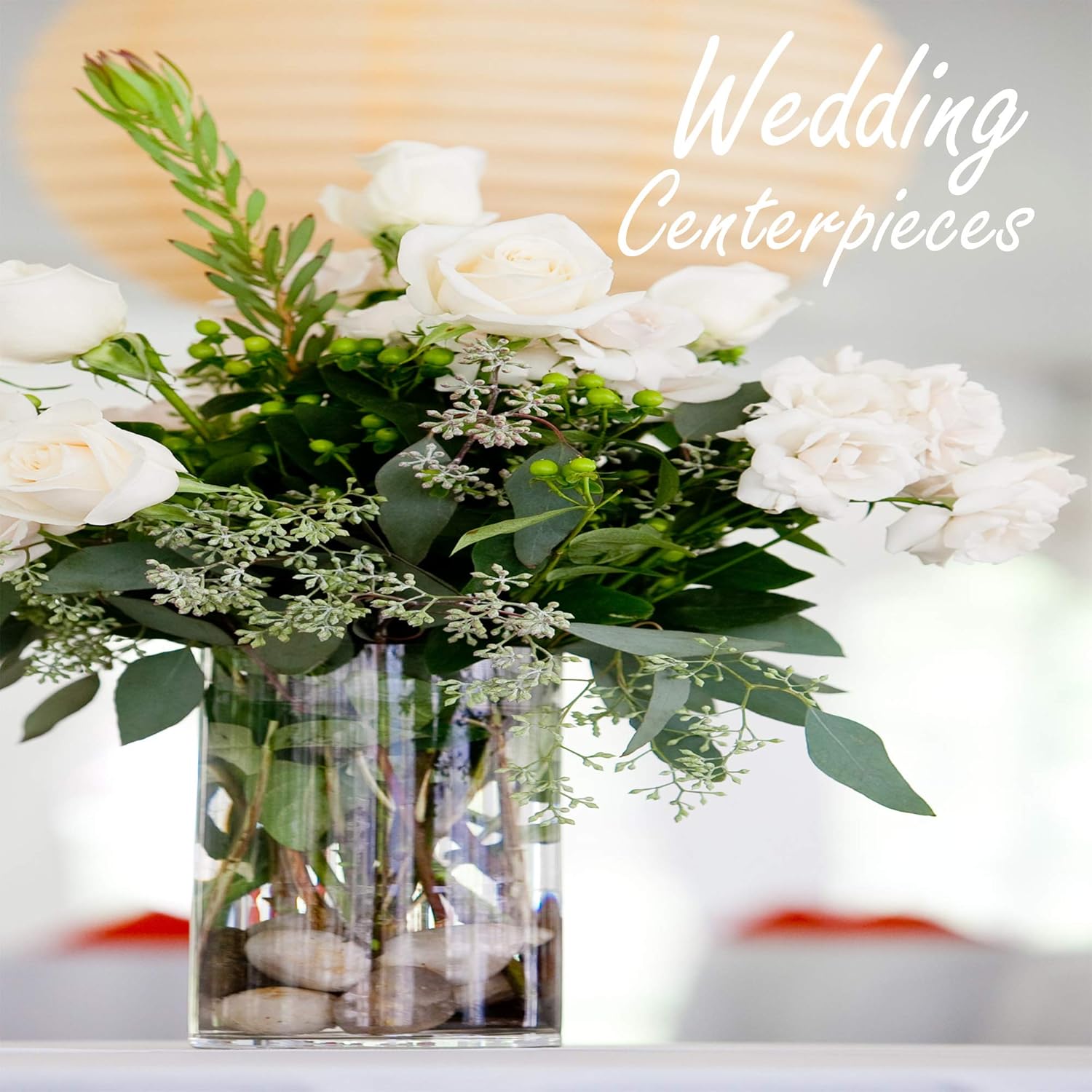 CYS Excel Glass Cylinder Flower Vase (H:8" D:8") Flower Vase Centerpieces Hurricane Floating Pillar Candle Holder Terrarium Planter