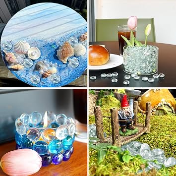 10LB Clear Flat Glass Marbles for Vase Filler, Mancala Stones