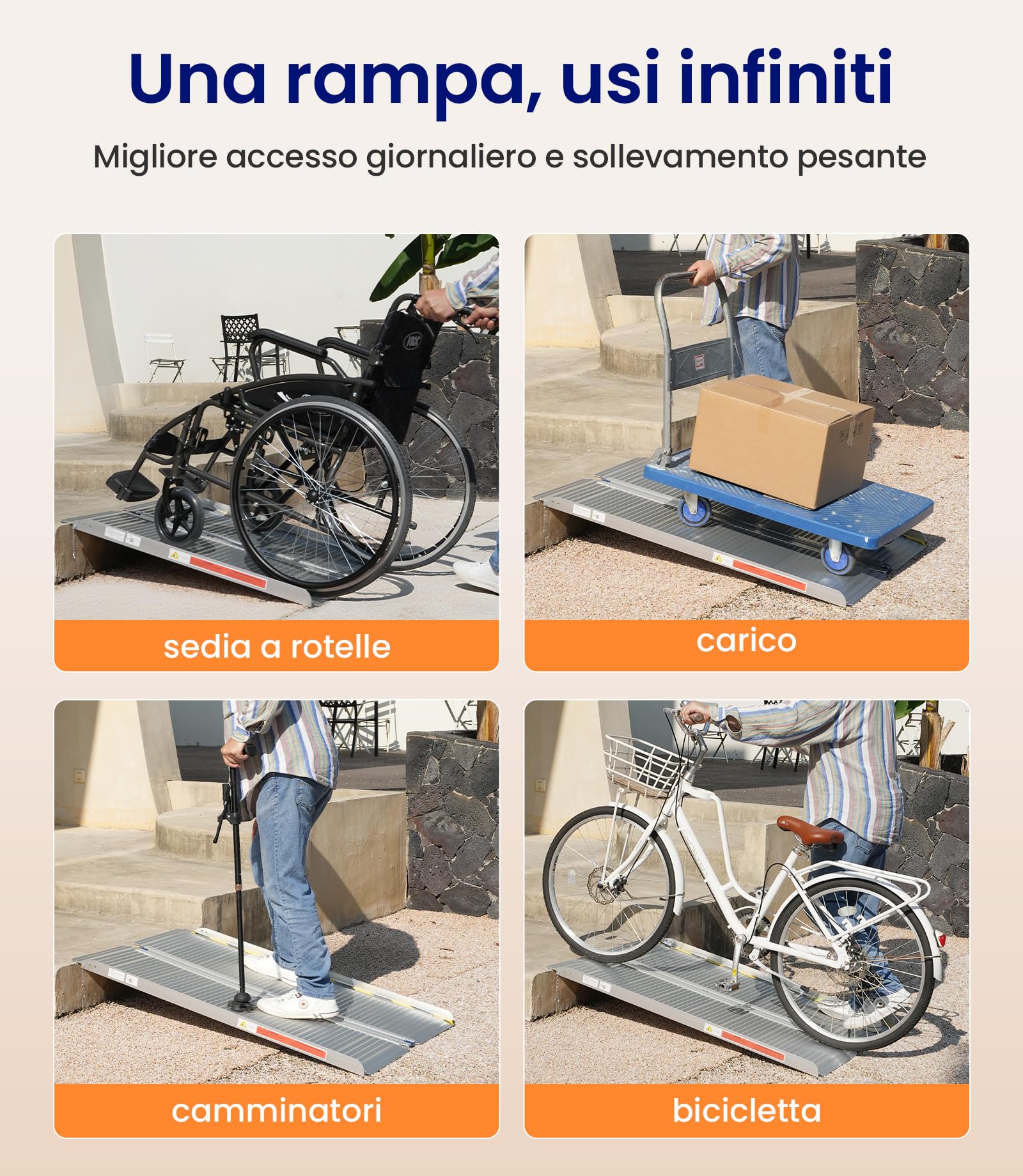 VOCIC CP32 - Rampa pieghevole per sedia a rotelle, 90 cm, per scale | Rampa in alluminio resistente fino a 300 kg, per sedia a rotelle, 76 cm, extra larga, leggera, adatta per casa e auto
