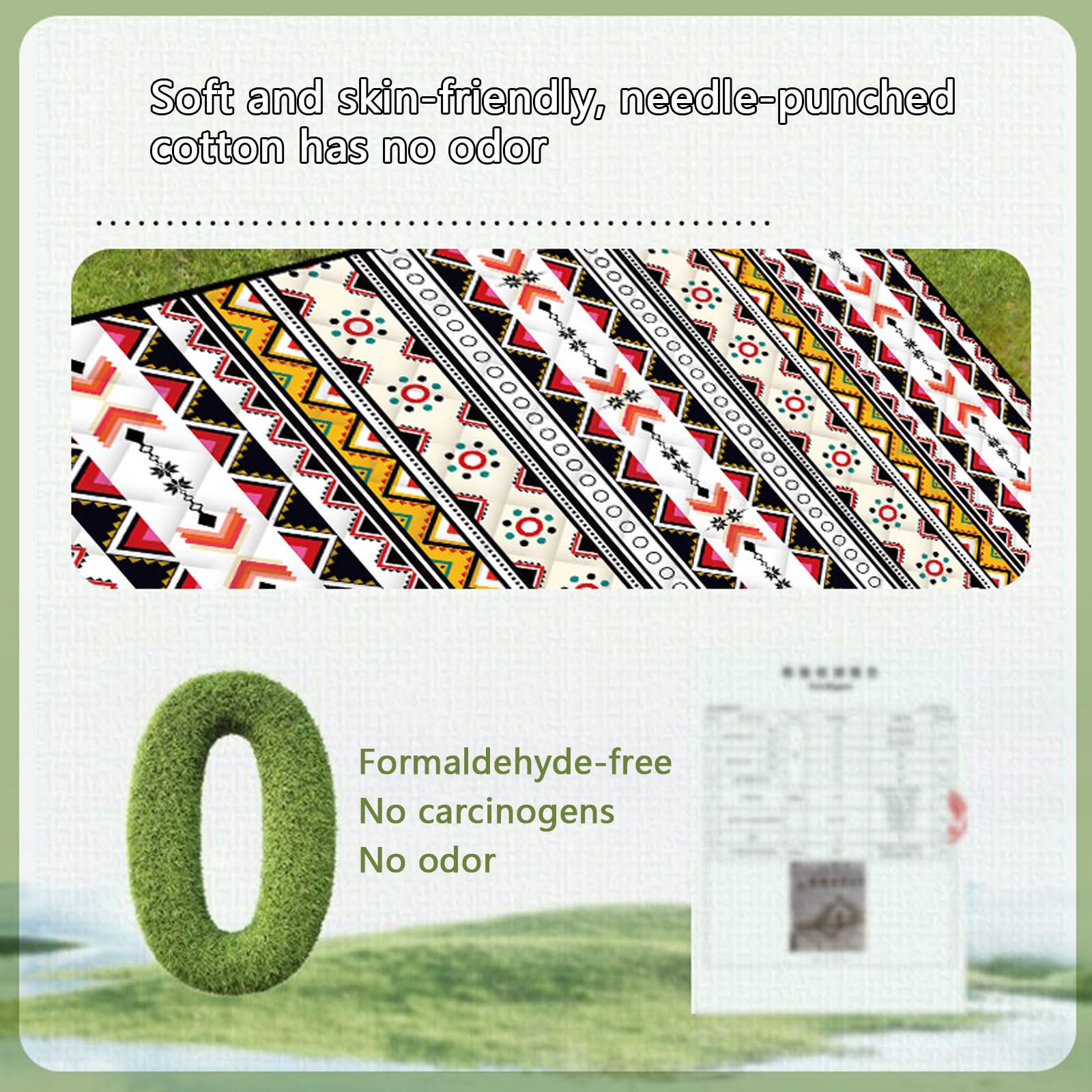 Coperte Picnic Impermeabili Pieghevoli Esterni 5 Strati Spesse Anti Sabbia Leggere Con Cinturino Lavabili Ilavatrice-Black