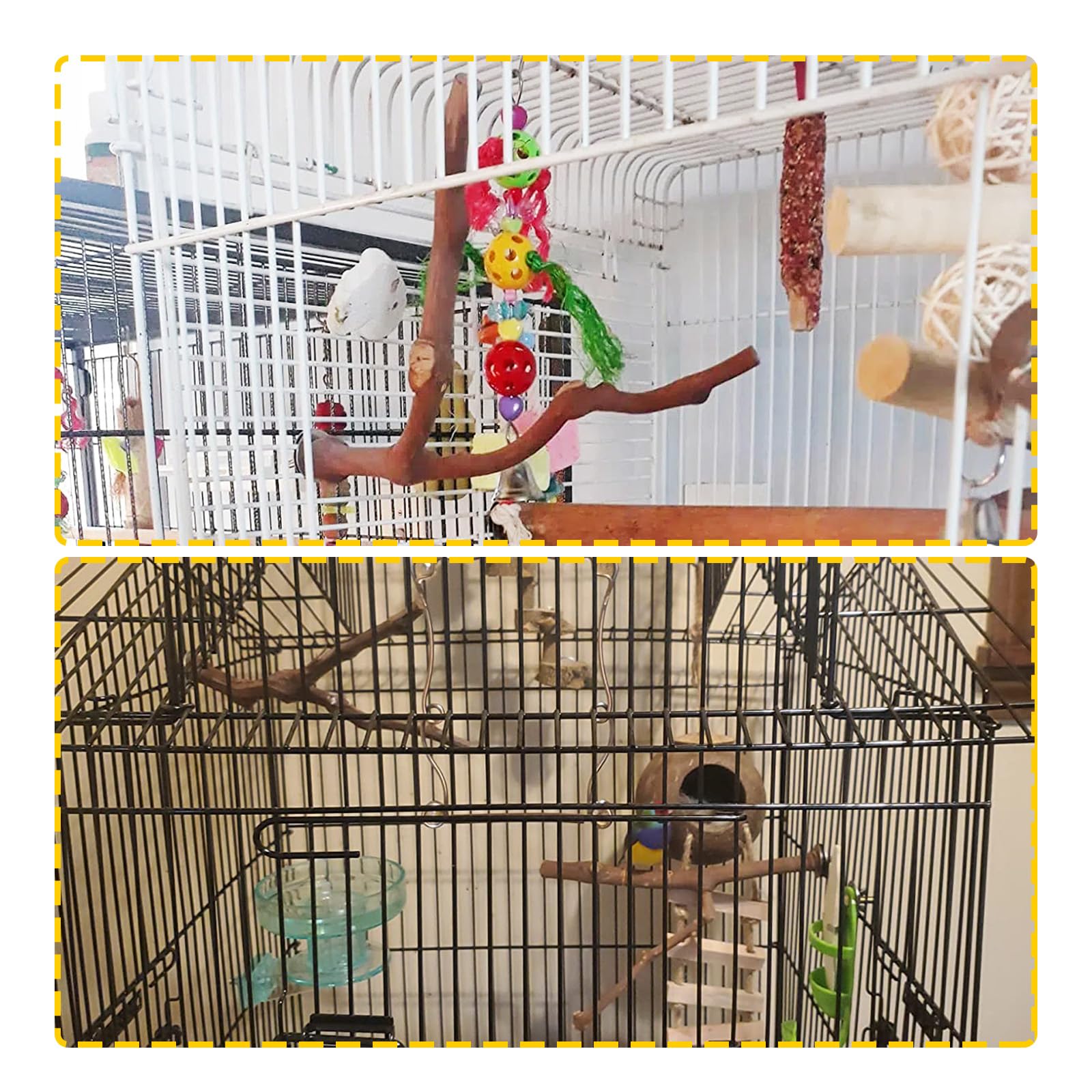 PINVNBY Percas para loros, soporte natural para pájaros, palo de uva salvaje, accesorios de jaula de madera y juguete para periquitos, tortolitos, periquitos, cacatúas y pinzones