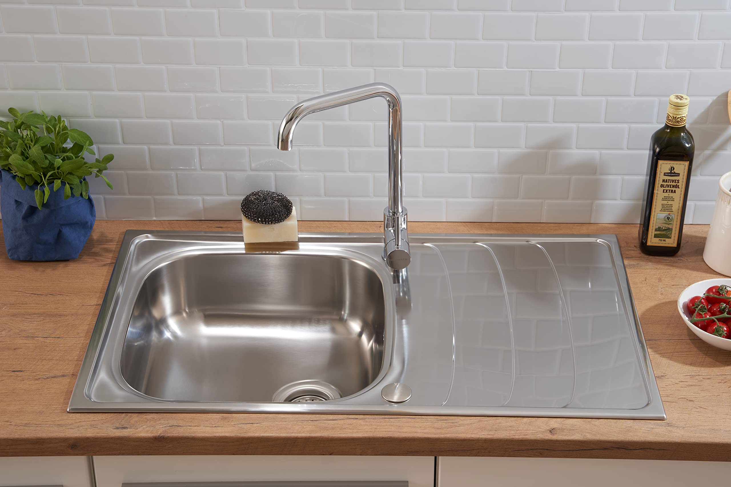 Respekta Miami Fregadero, inox, 86x50 cm, 1 cubeta