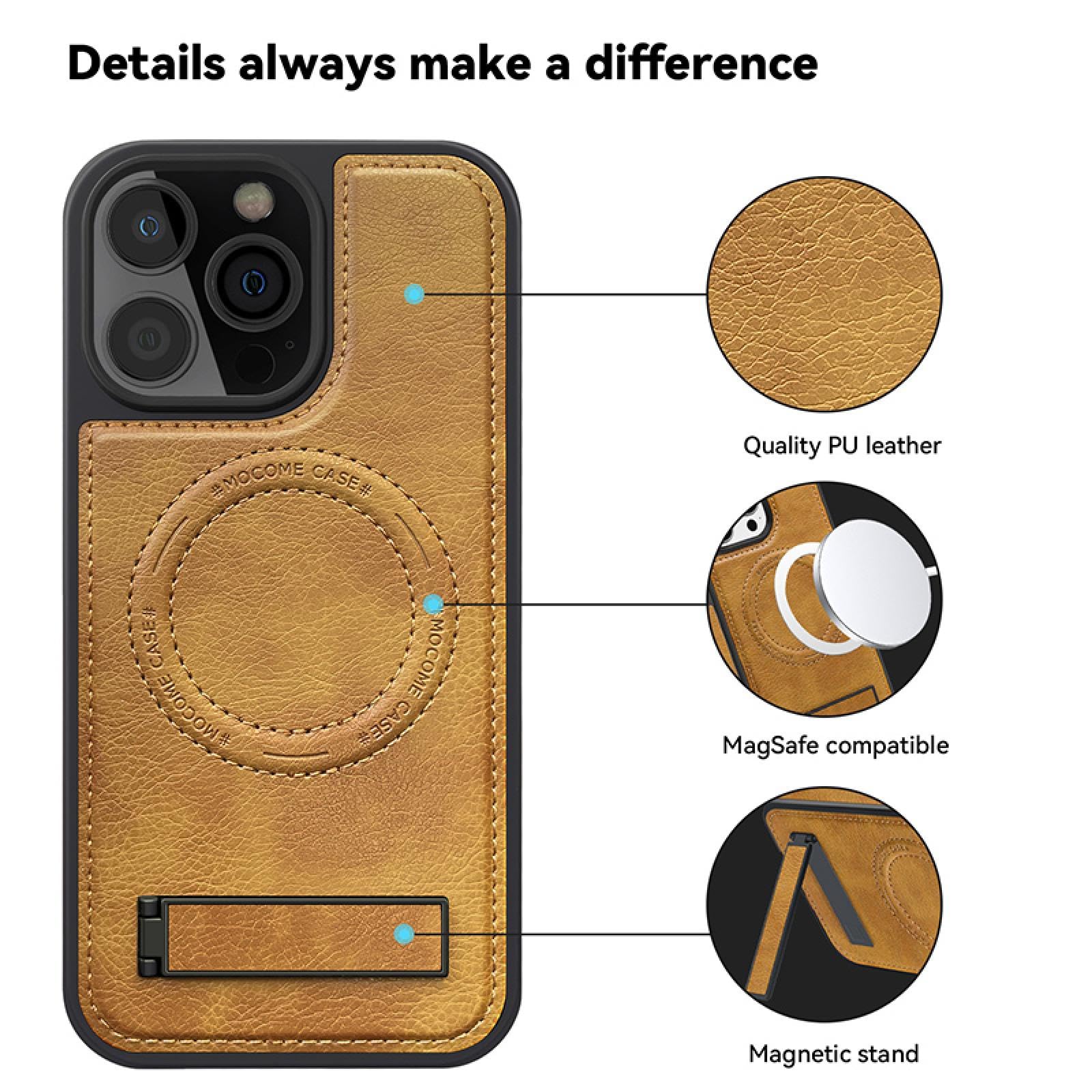 Für iPhone 15 Plus Magnetischer Metallhalter Stoßfeste Leder-Telefonhülle Stoßstangen-Rückseite (Für iPhone 15 Plus/Schwarz)