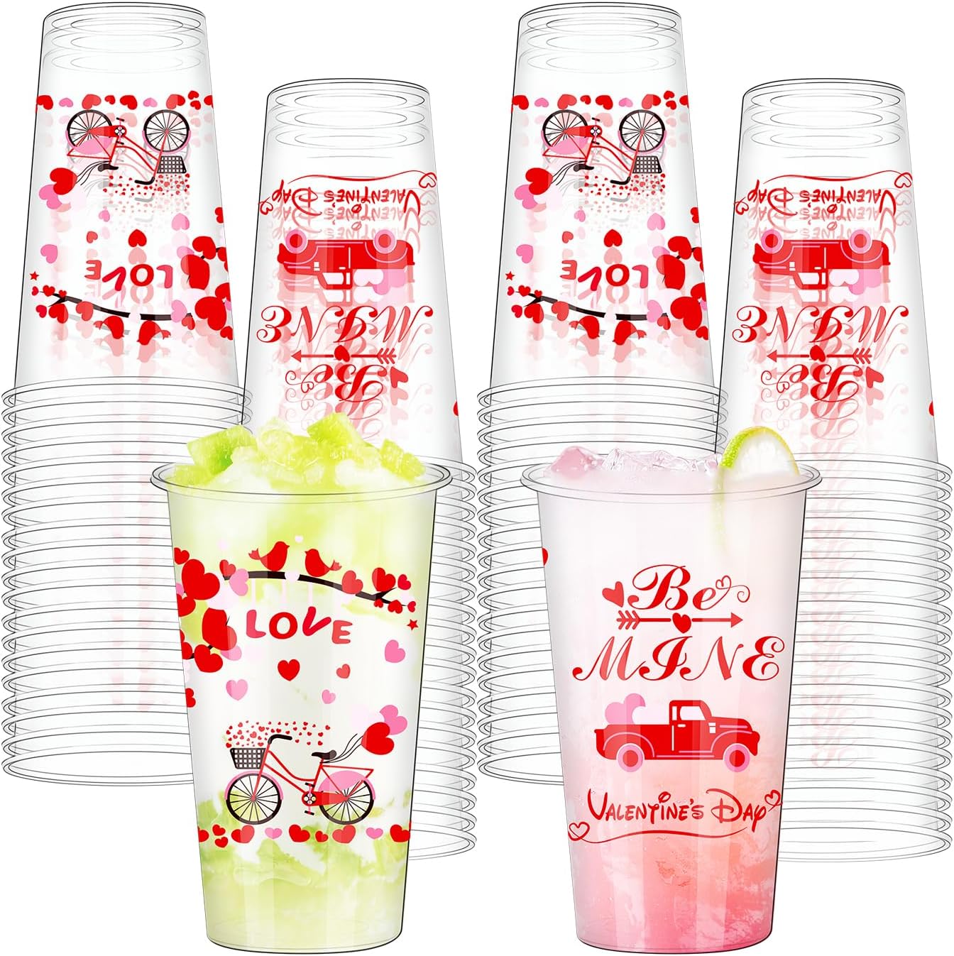 SiliFine 36 Sets Valentines Day Party Cups with Lids and