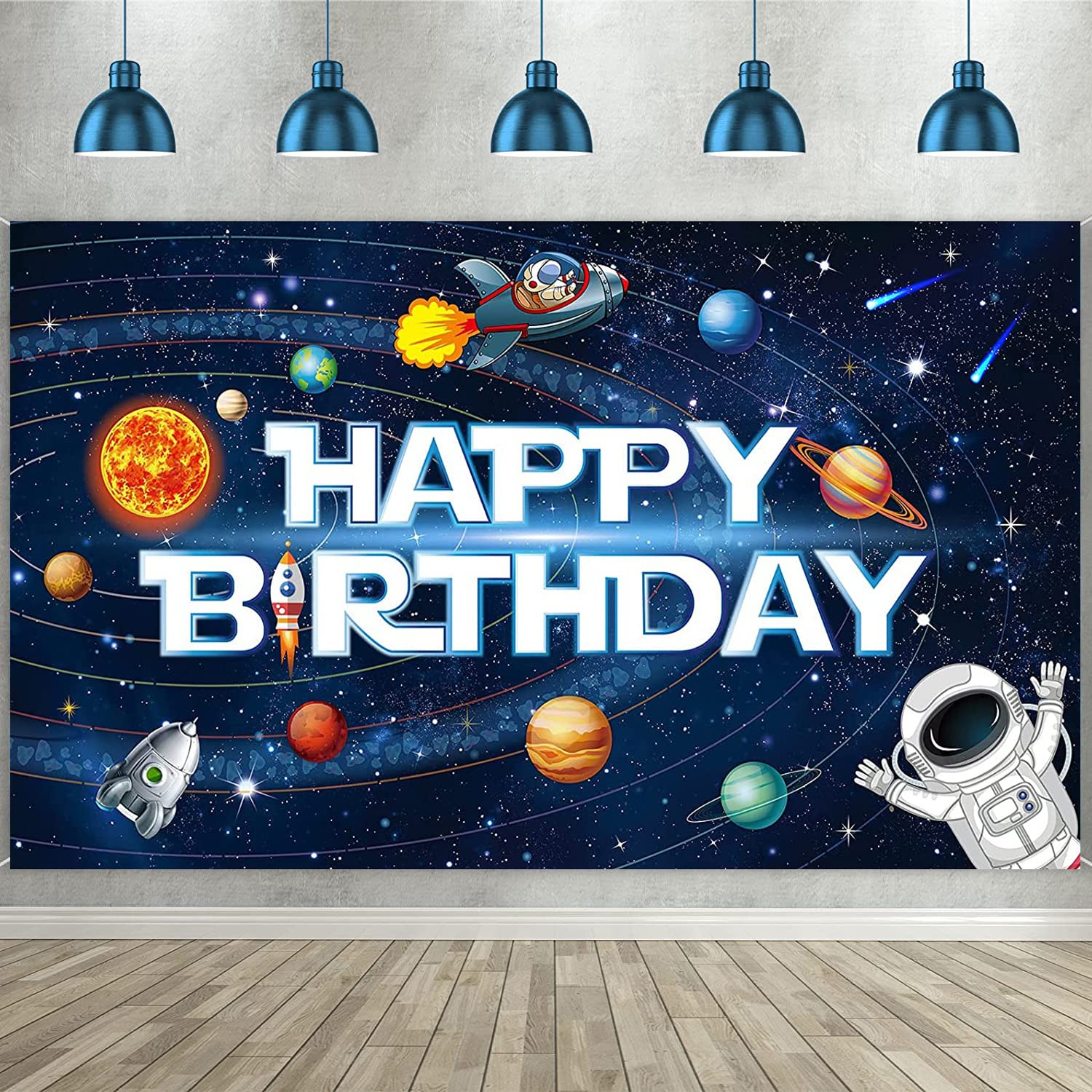 Space Birthday Decorations Space Party Backdrop - Outer Space Rocket ...