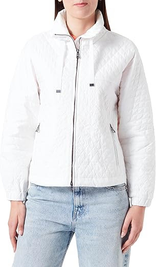 Geox W Meleda Short Jkt Chaqueta, Blanco Brillante, 36