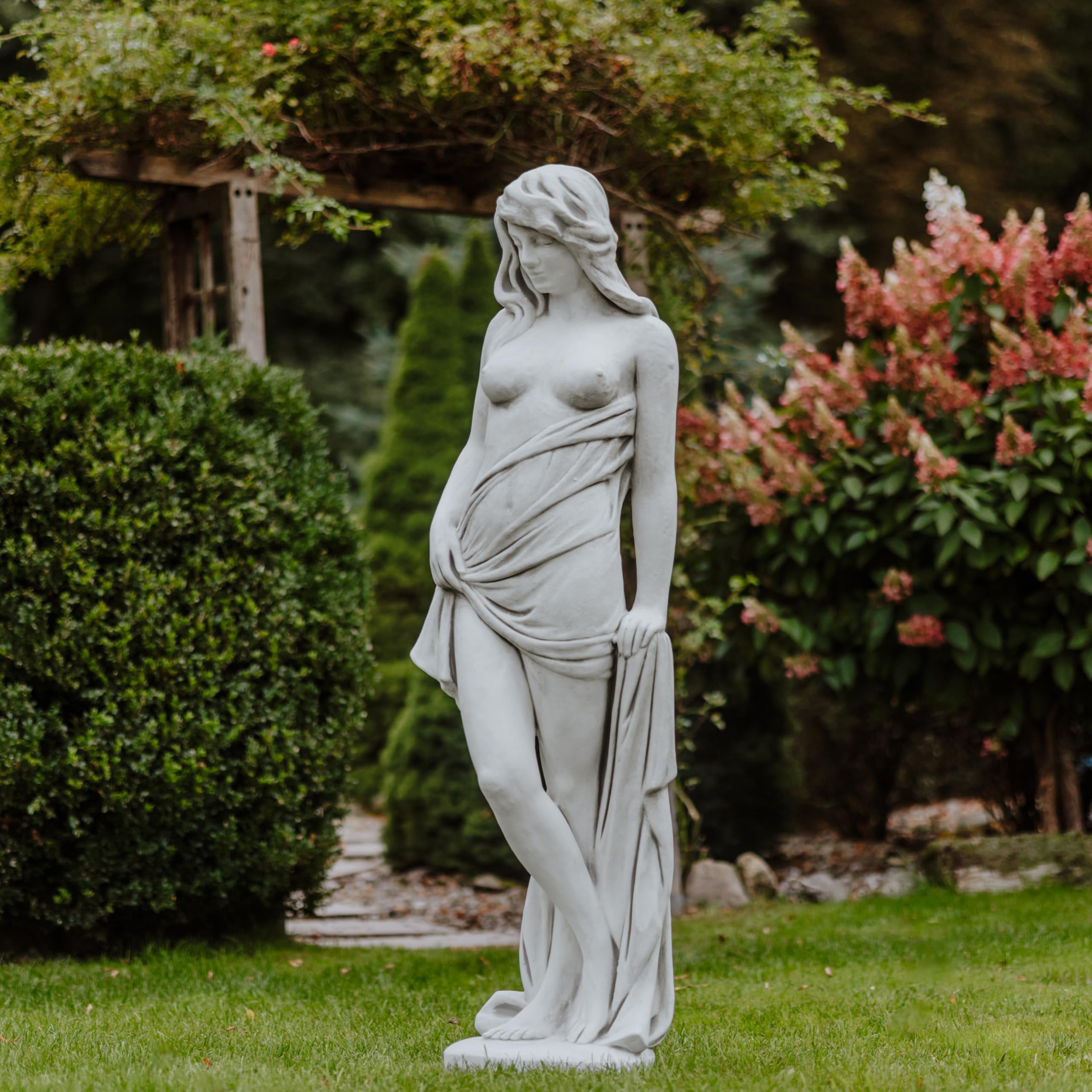 gartendekoparadies.de Erotische Frauen-Statue, Steinfigur, Steinguss, Grau, Frostsicher, H. 149 cm, 144 kg für Außenbereich