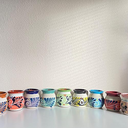 Miniatura 2 de JARRITOS taza mexicana arcilla, taza de arcilla mexicana, taza MEXICANA pintada a mano hecha a mano cerámica mexicana tazas de café (4Mixcolorspack)