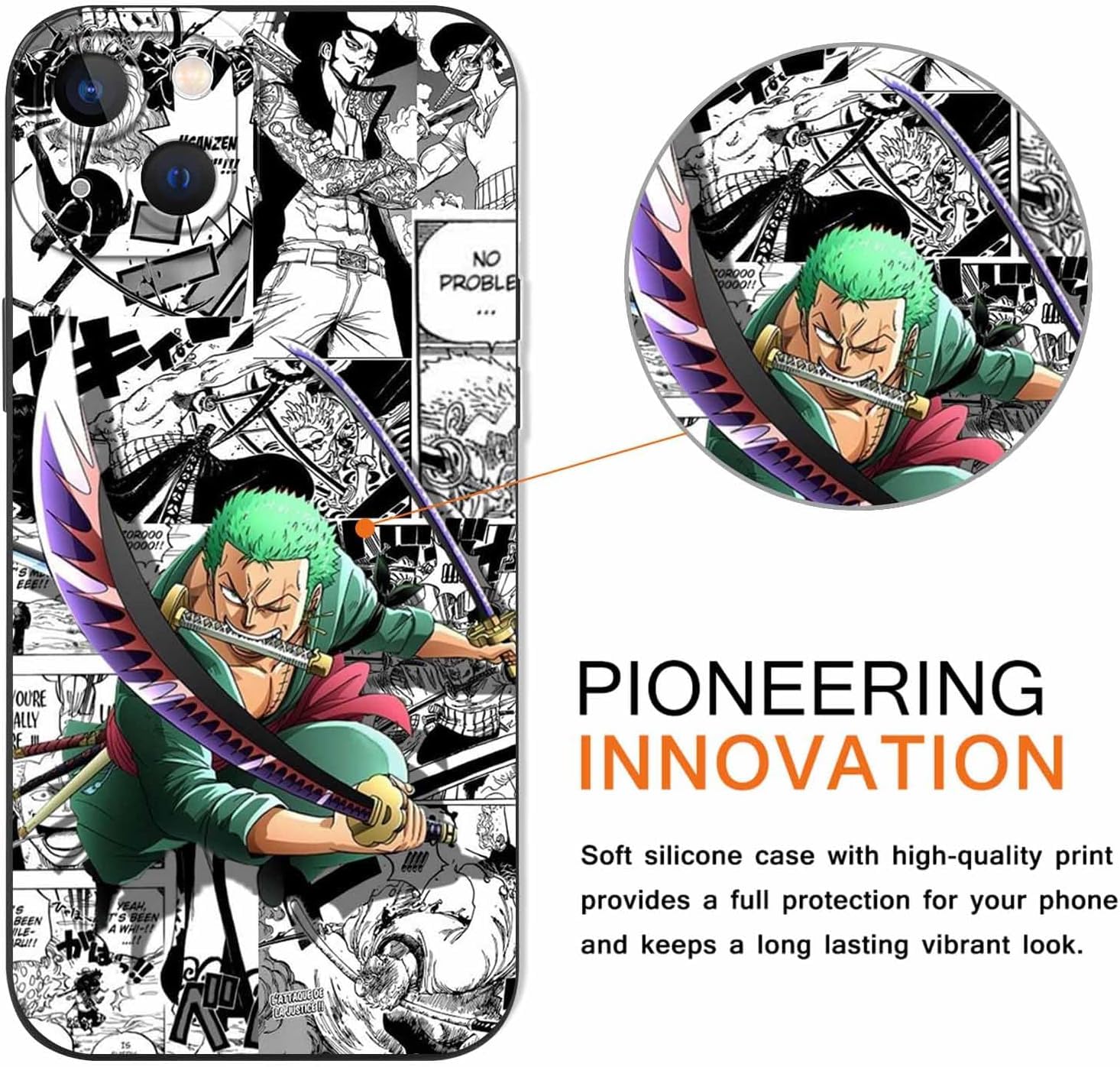 PBNDJVG 2 Confezioni Anime Manga Character Custodia per iPhone 17 Pro Max 6.9 pollici, Giappone Luffy Zoro Gear 5 Sun God Nika Motivo Antiurto Protezione Della Lente Case TPU Silicone Cover