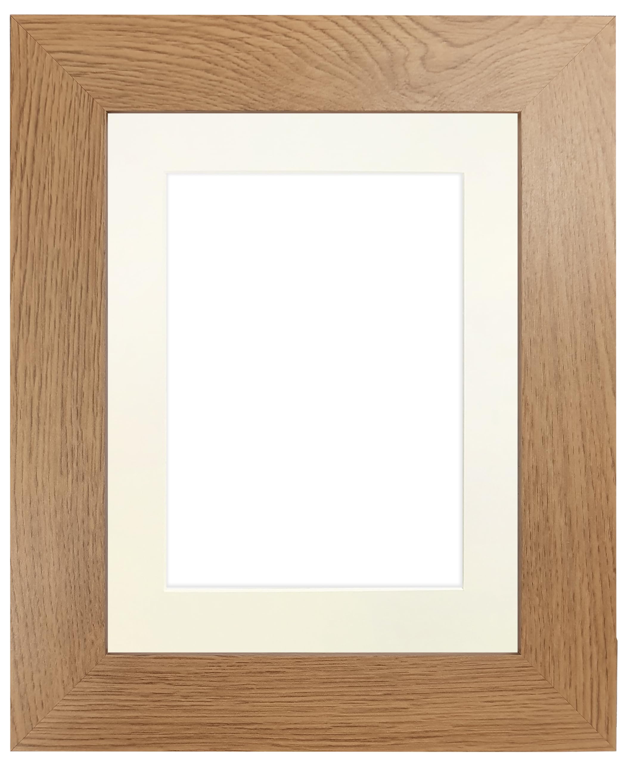 Frames By Post Ivory Mount Metro Oak Photo Picture Poster Frame With Plastic Glass 20" X 16" For Pic Size 16" X 12"