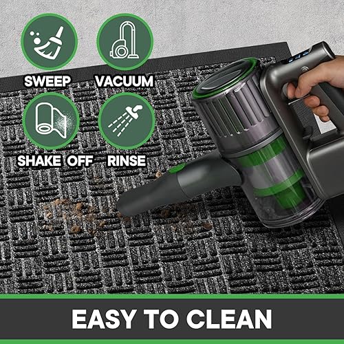 Miniatura 3 de Mibao Tapete para puerta delantera, resistente y duradero, tapete de bienvenida para interiores y exteriores, atrapador de suciedad, impermeable,