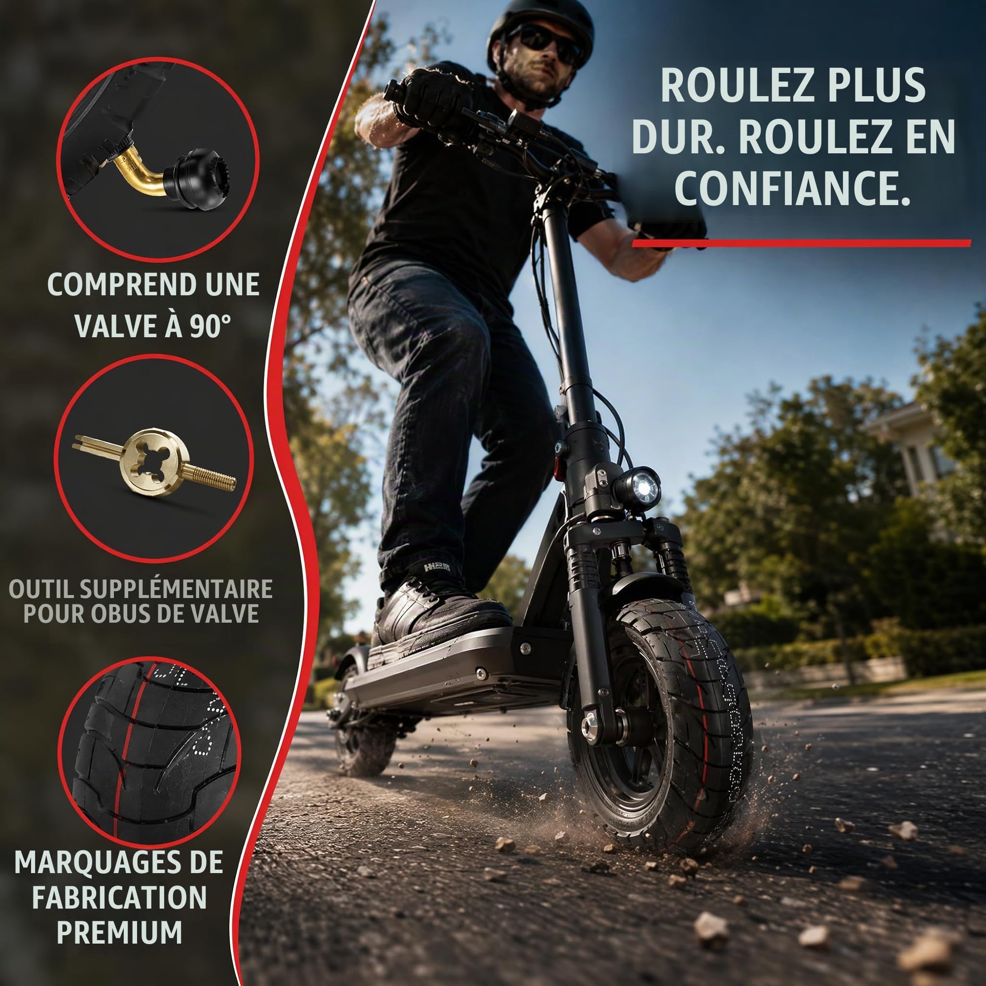 80/65-6.5 Pneu Trottinette Tubeless avec Conception Épaisse Anti-Éclatement 80/65/6.5 Résistant à l’Usure et 80 65 6.5 Antidérapant pour Trottinette Électrique – Compatible avec 255x80 10x3