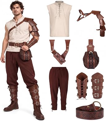 8 Pcs Mens Renaissance Costume Set Outfit