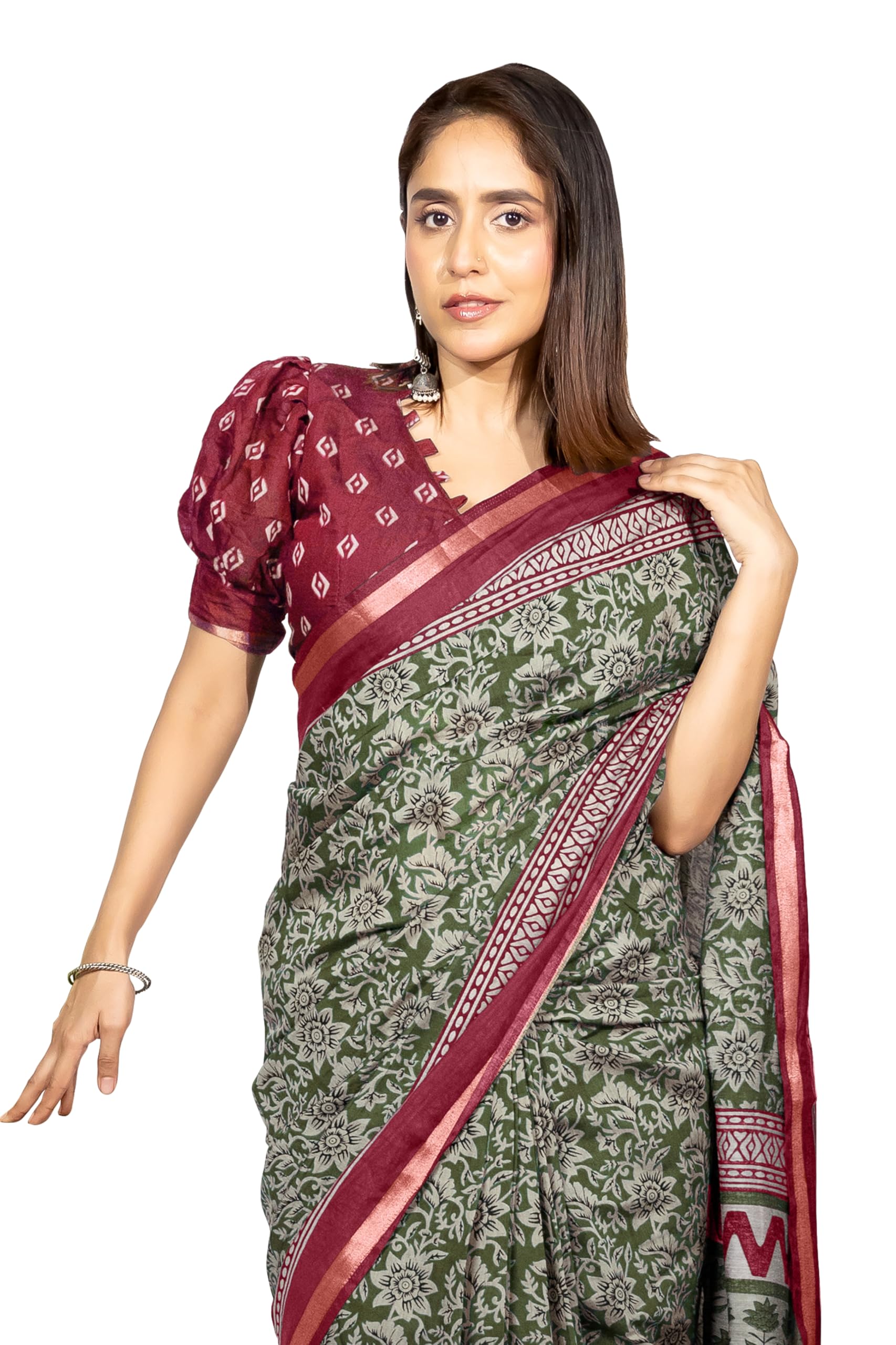 Women's Viscose Printed Saree with Blouse Piece-image-41