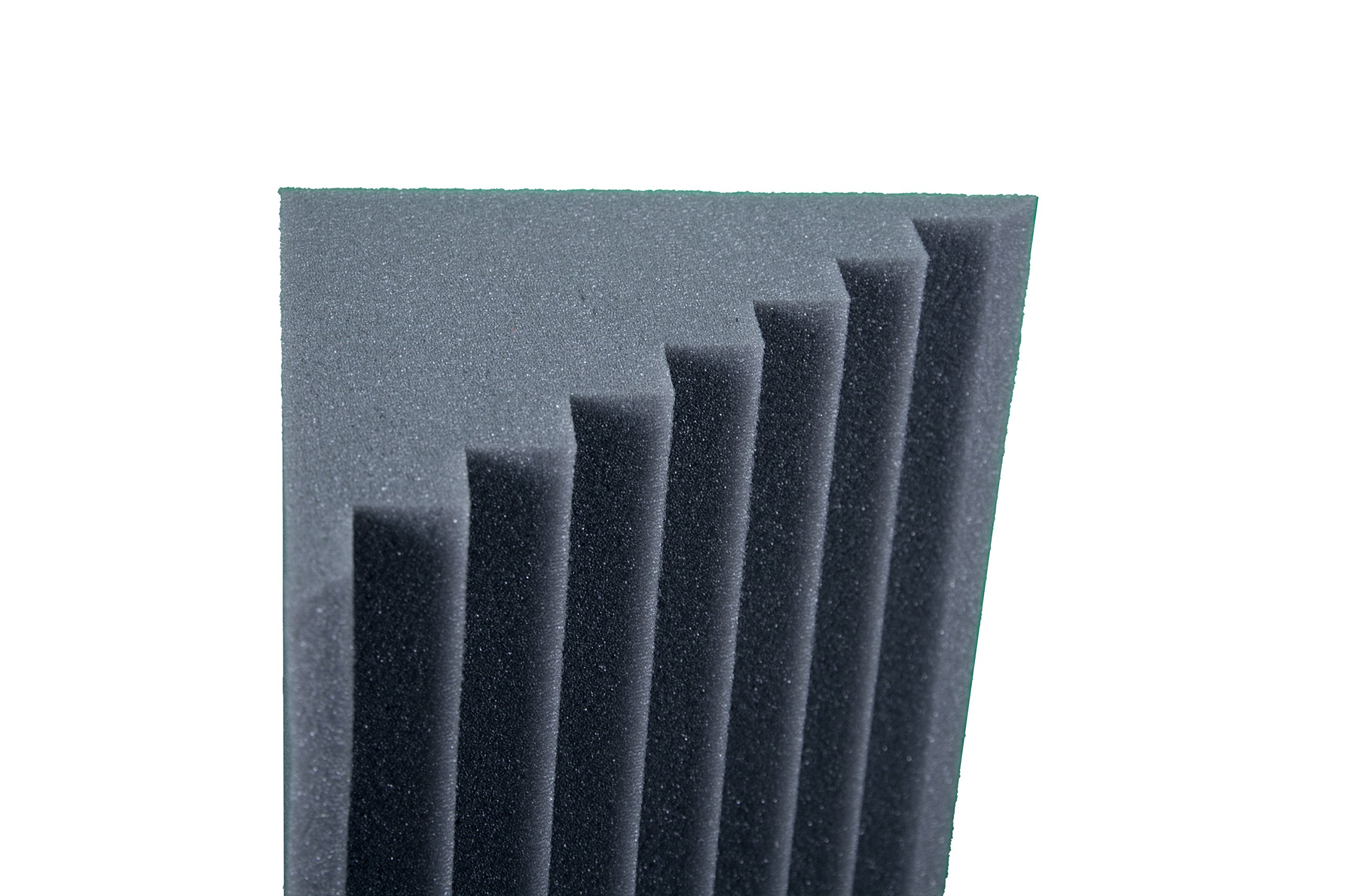 Keyhelm - Bass Traps Pannello Fonoassorbente Angolare Nero in Poliuretano 100% | Pannello Scanalato per Correzione Acustica, Densità 25 kg/m³, 25x25x100 cm, Pacco da 2 Unità | Made in Italy