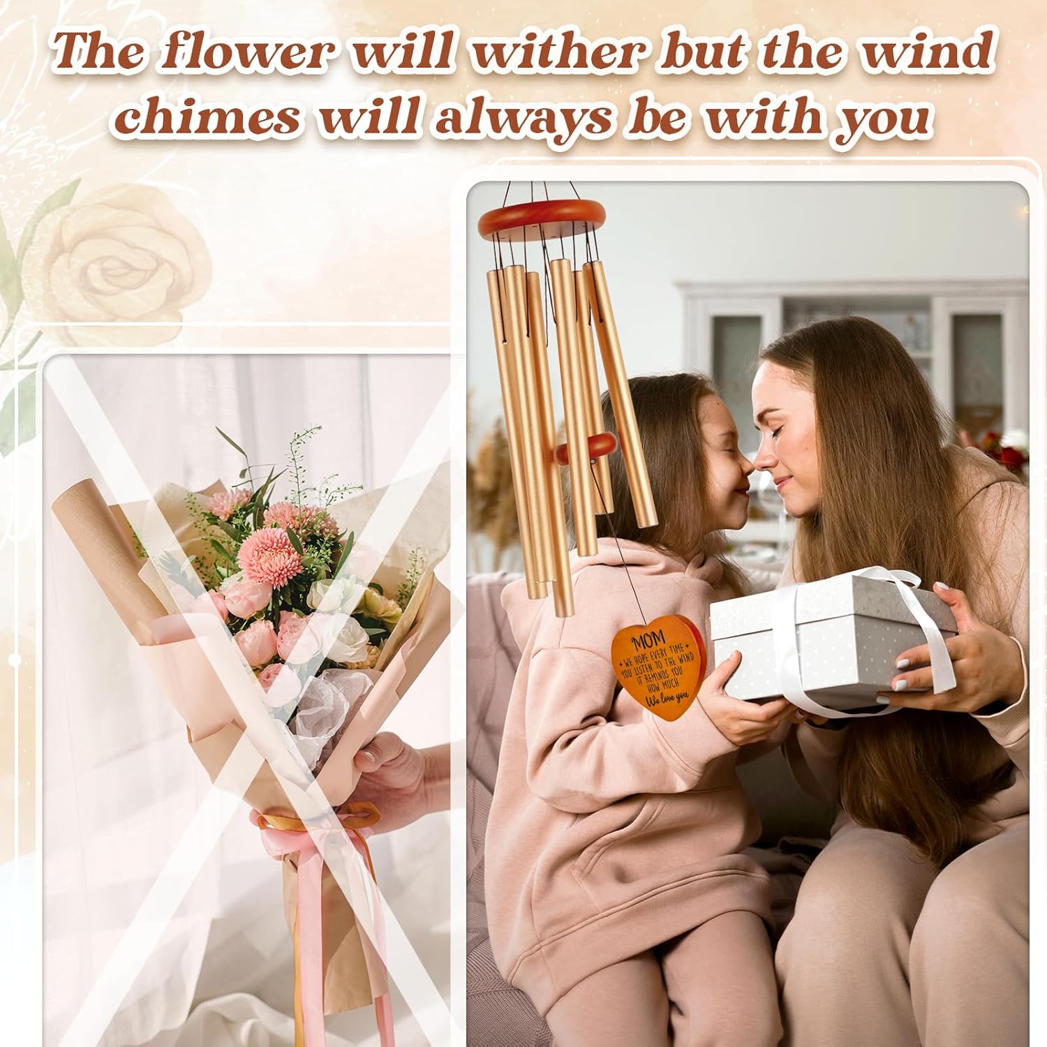 Gifts for Mom, Mom Gifts Large Wind Chimes 36", Moms Birthday Gift from Daughter Son, Unique Moms Gift Suitable for Valentines Day, Mothers Day, Thanksgiving, Christmas, Just Because Present