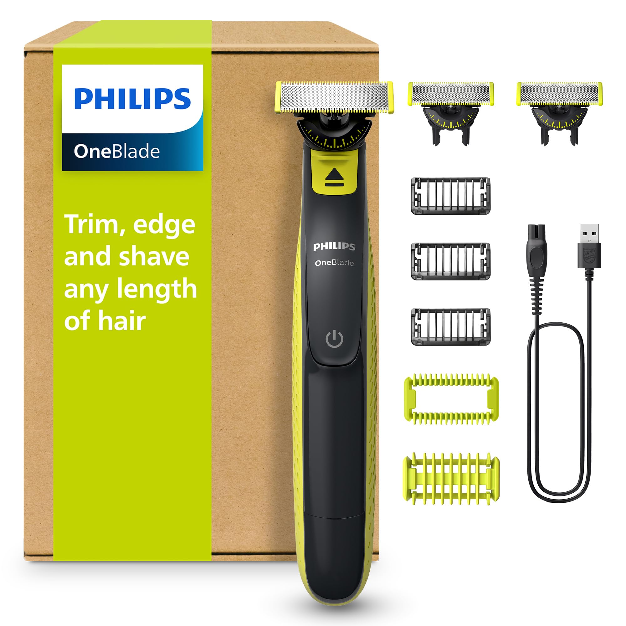 Philips OneBlade 360 Autentico Regolabarba Elettrico per Viso e Corpo, Rasoio e Spazzola, 3x 360 Lame, 3x Pettine per Barba (1,3,5 mm), 1x Kit per il Corpo, QP2824/31