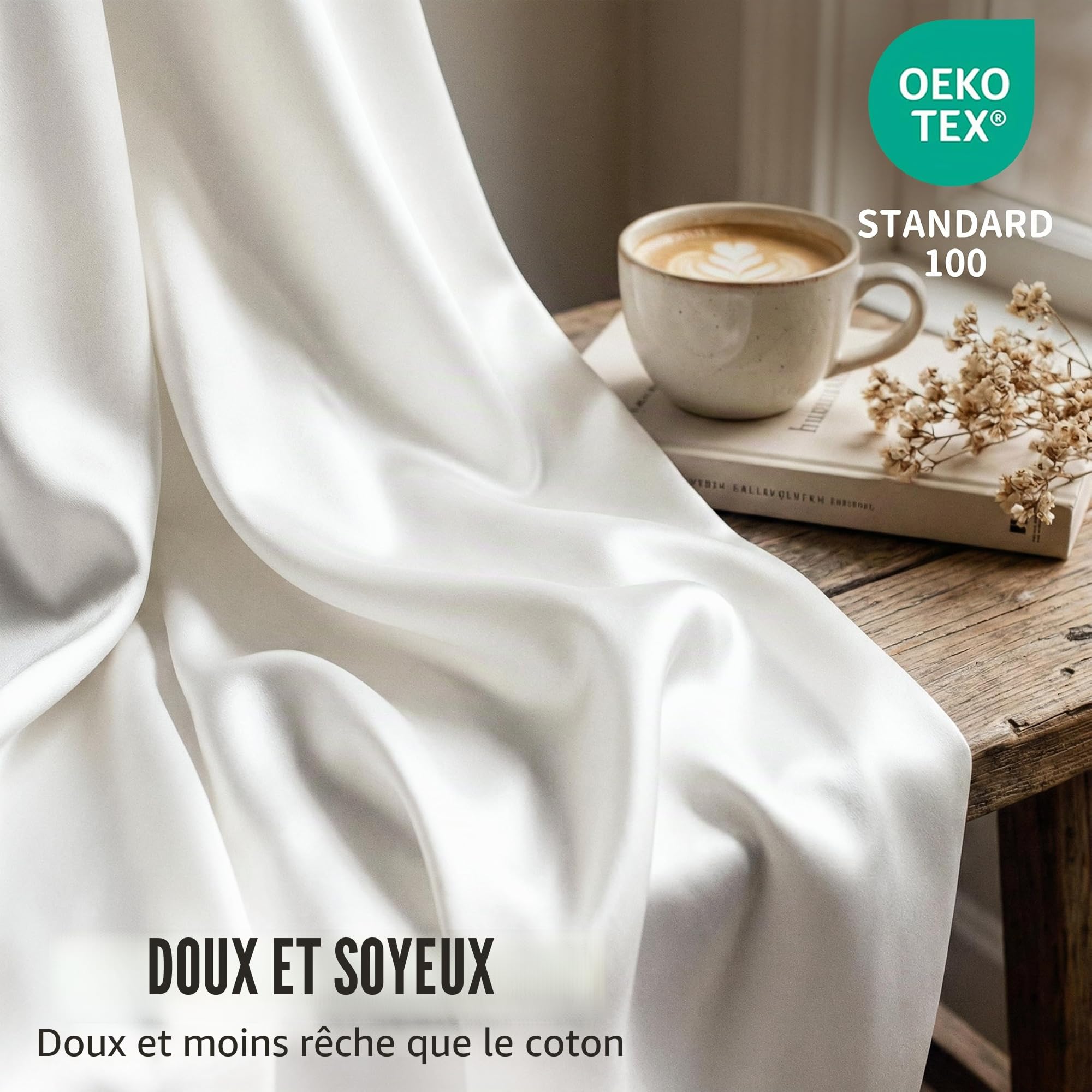 Pro Goleem Lot de 2 draps-housses en satin doux et soyeux, parfaits pour les bébés aux cheveux sensibles, blancs et gris, 132,1 x 71,1 x 20,3 cm - Unisexe