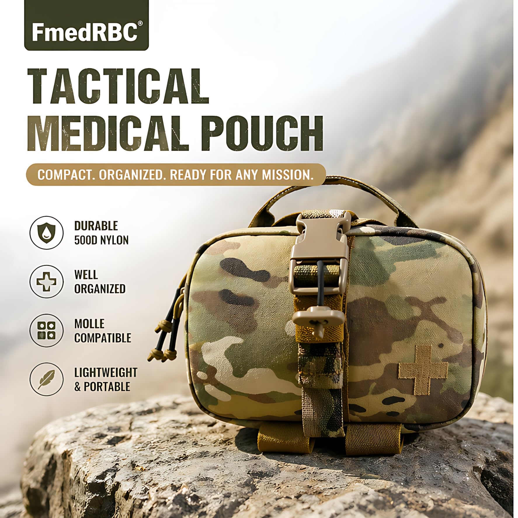 Bolsa Médica Táctica, Bolsa MOLLE IFAK con Hebilla Liberación Rápida, Bolsa Compacta Primeros Auxilios for Senderismo, Camping, Caza Y Supervivencia Al Aire Libre