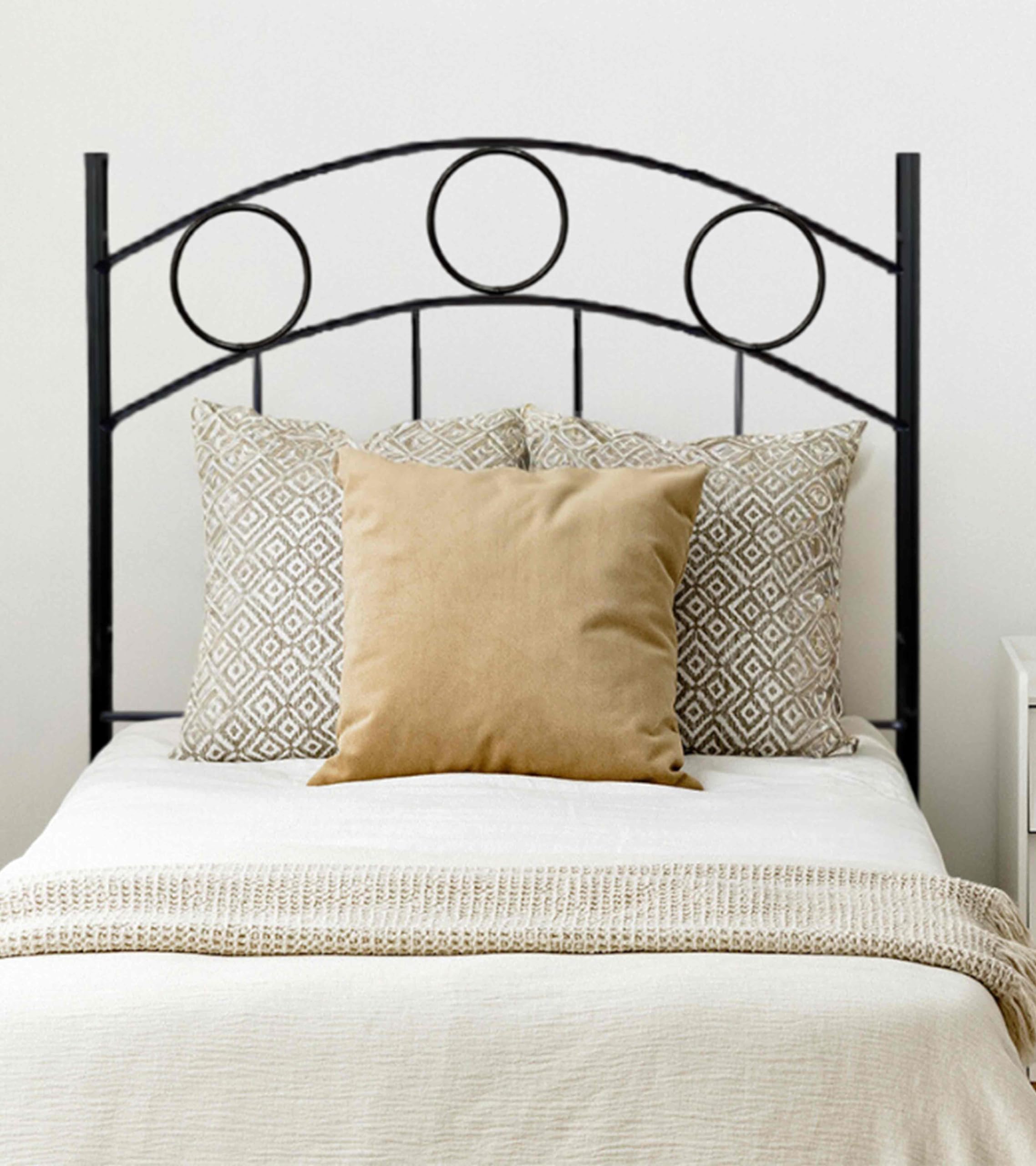 Home Heavenly® - Cabecero de forja para Cama Individual Yorker Cabezal de 90 Resistente y fácil de Limpiar para Dormitorio Juvenil, Fabricado en España (Negro)