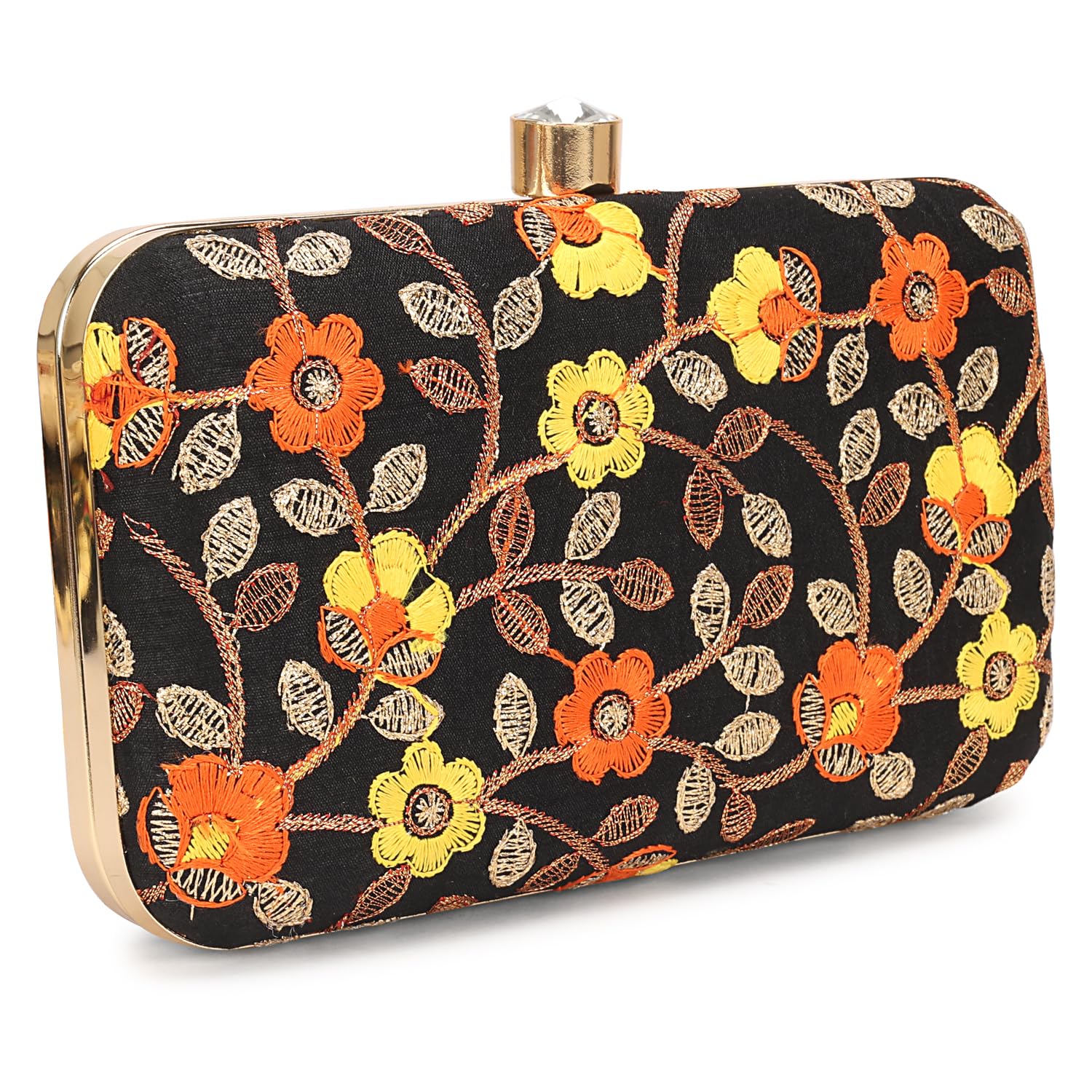 LONGING TO BUY Hand Crafted Designer Box Clutch - Zari Embroidery For Women