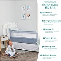 Vista 4 de Regalo Hideaway Barandilla de Cama Extra Larga de 54 Pulgadas, con Sistema de Seguridad de Anclaje Reforzado, Gris