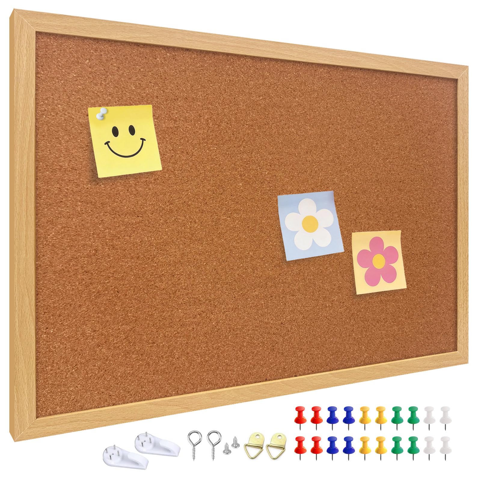 Photo 1 of **BOARD HAS SOME SLIGHT DAMAGE*** Cork Bulletin Board, 24 X 36 inches with Oak Wood Finish Frame, for Wall Office Home and School