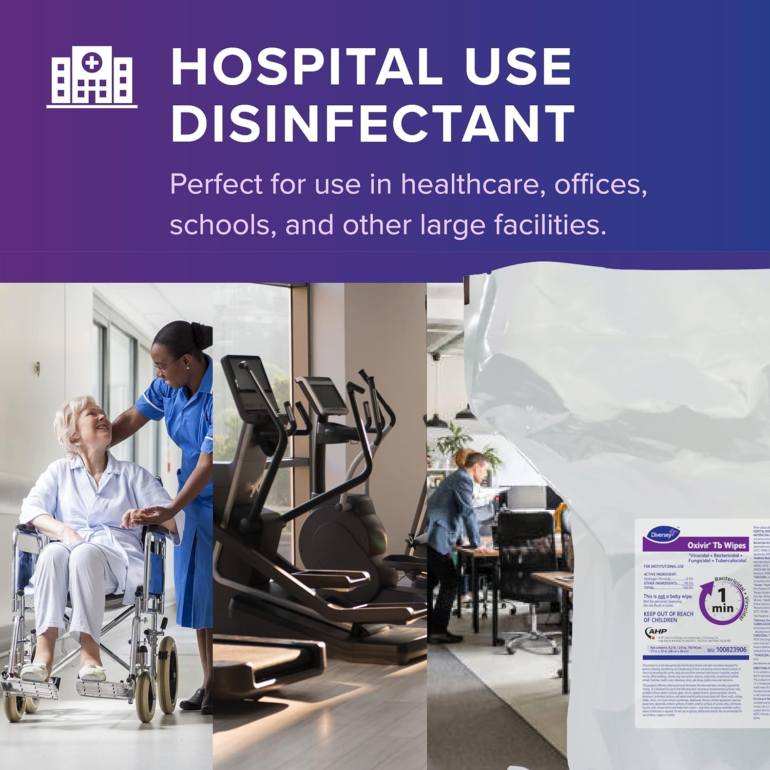 Oxivir Diversey Tb 100823906 Ready-to-Use Disinfectant Cleaning Wipes Refill Pouch, Accelerated Hydrogen Peroxide AHP, 11x12-Inch Extra Large Size Sheets, 160-Wipes, 1-Refill Bag