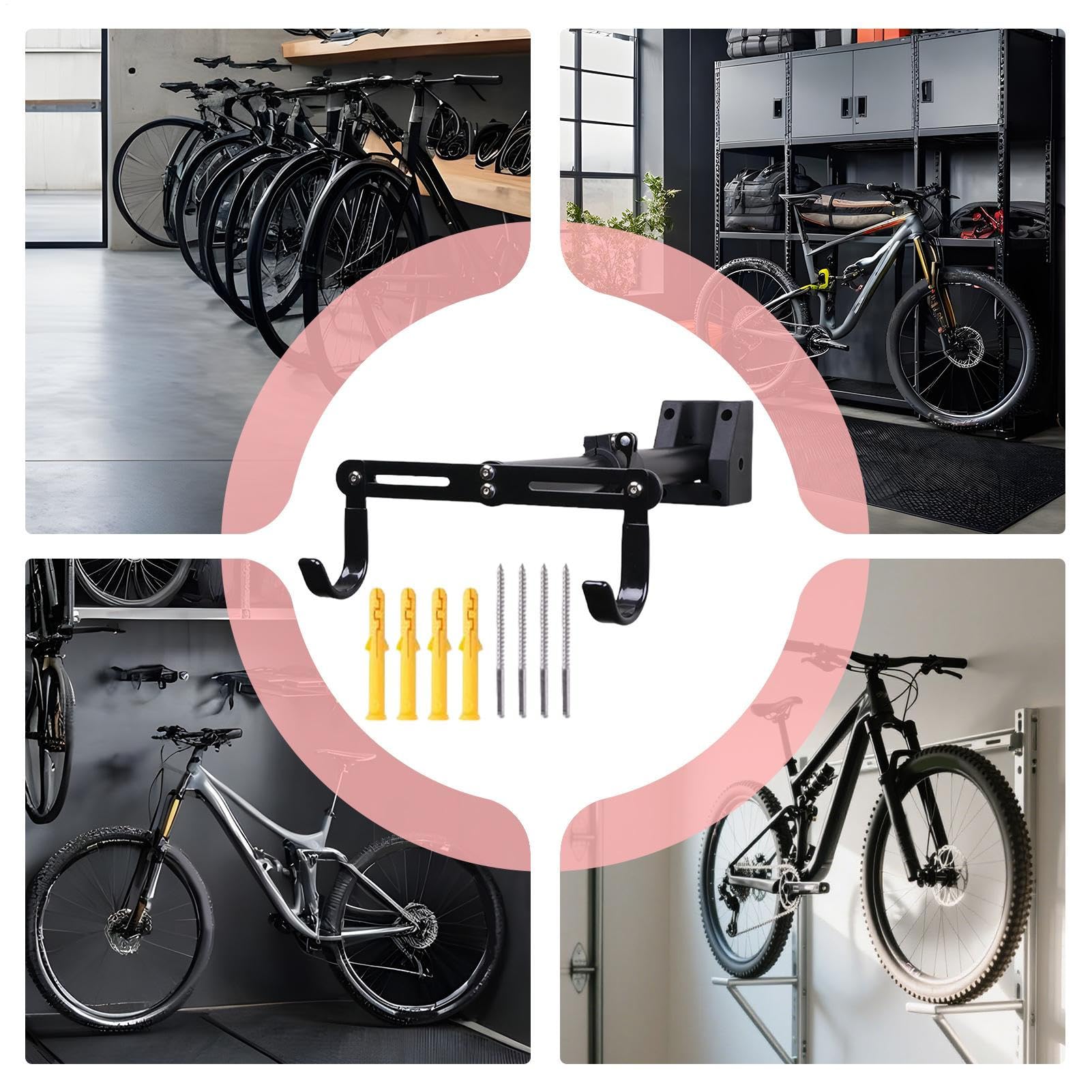 Porte-Vélo Mural Crochets Utilitaires VTT Vélo Route Trottinette | Crochet Mural Pour Cycle Support Organisateur Pour Garage Atelier Jardin Maison Cour Appartement VTT Cycle Route