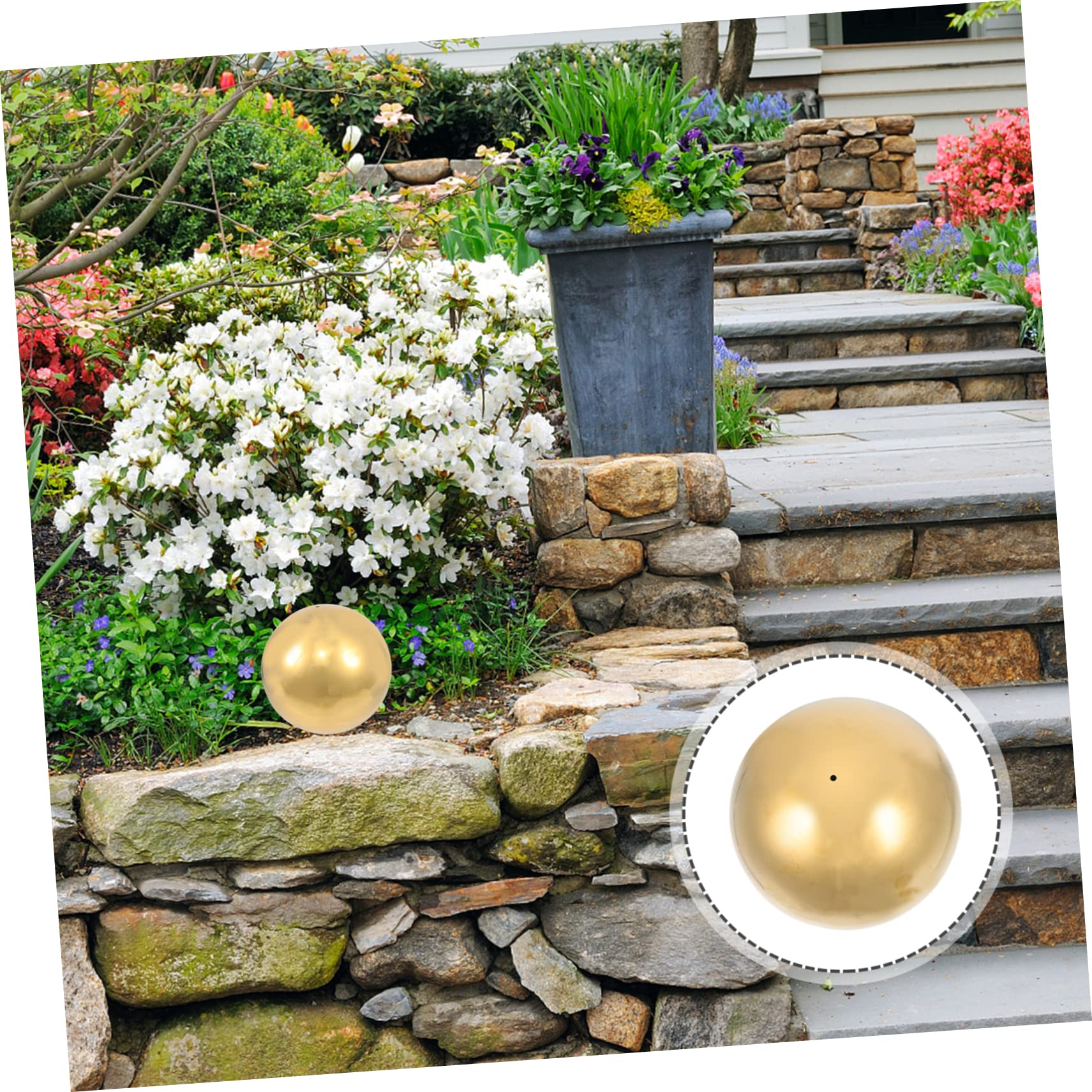 GALPADA Mirror Spheres Set of 2 Metal Gazing Balls Reflective Garden Balls for Outdoor