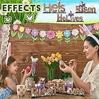 Vista 4 de Marsui 3 piezas de decoración de mesa de Pascua con texto en inglés "He is Risen", letreros de madera con texto en inglés "He is Risen", letreros