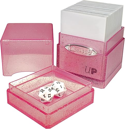 Miniatura 2 de Ultra Pro - Caja de cartas Satin Tower de más de 100 cartas (rosa brillante) - Protege tus tarjetas de juego, tarjetas deportivas o tarjetas