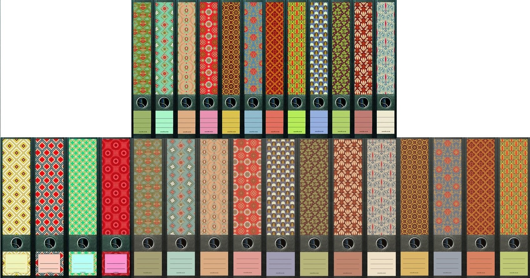 28er Set breite & schmale Ordnerrücken Pattern Muster Ordneraufkleber Etiketten Aufkleber Deko 474 321 322 323 607 608